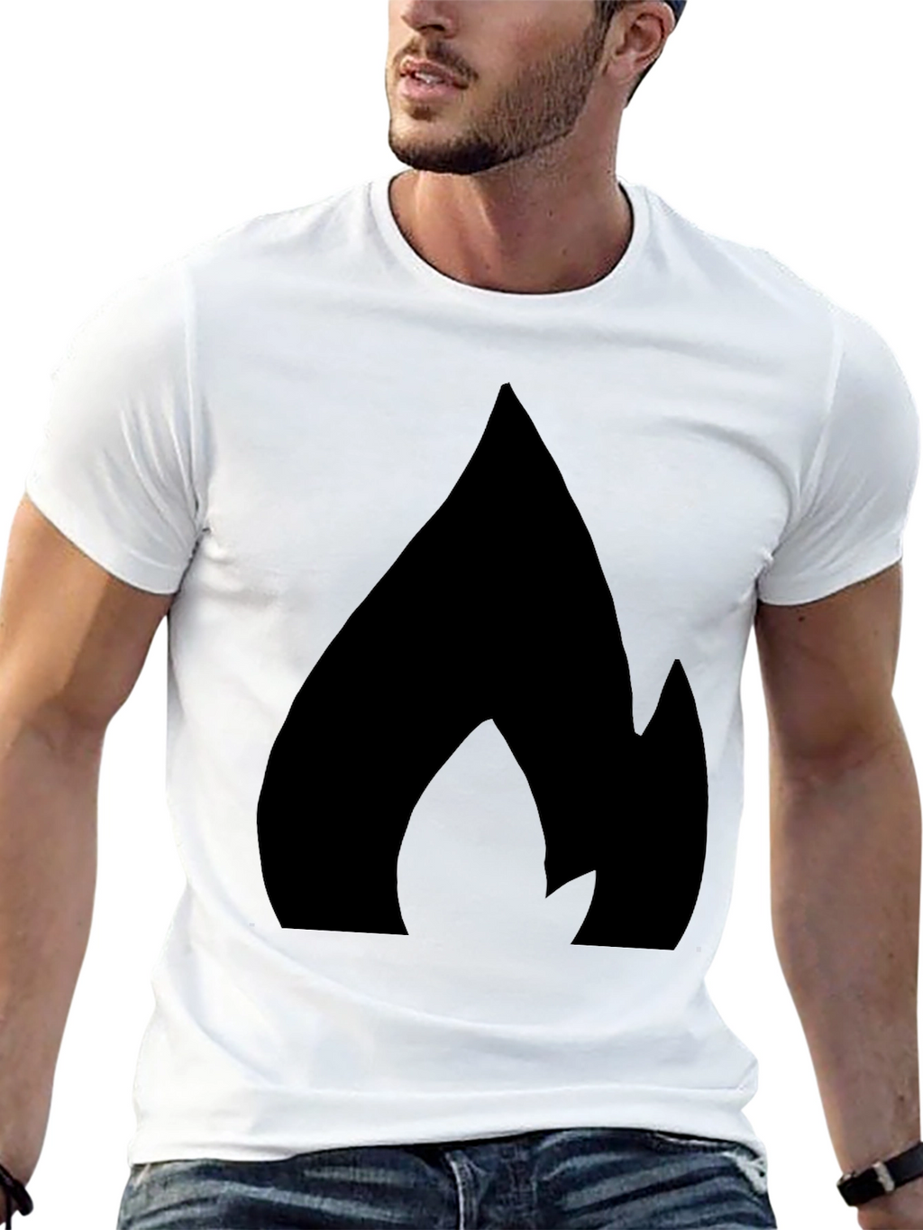 Bold Flame Graphic Black T-Shirt