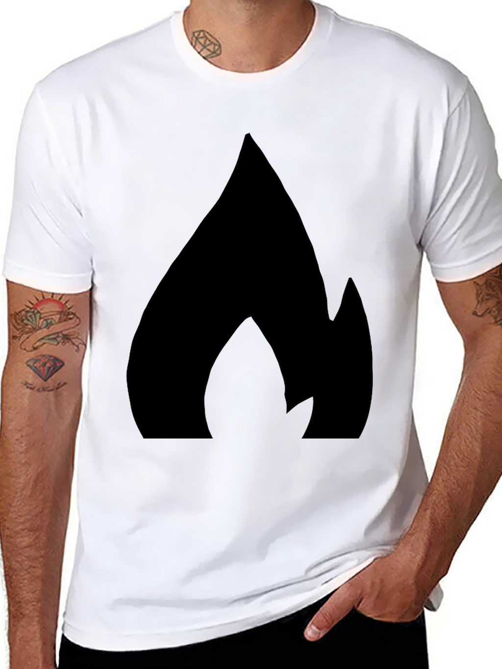 Bold Flame Graphic Black T-Shirt