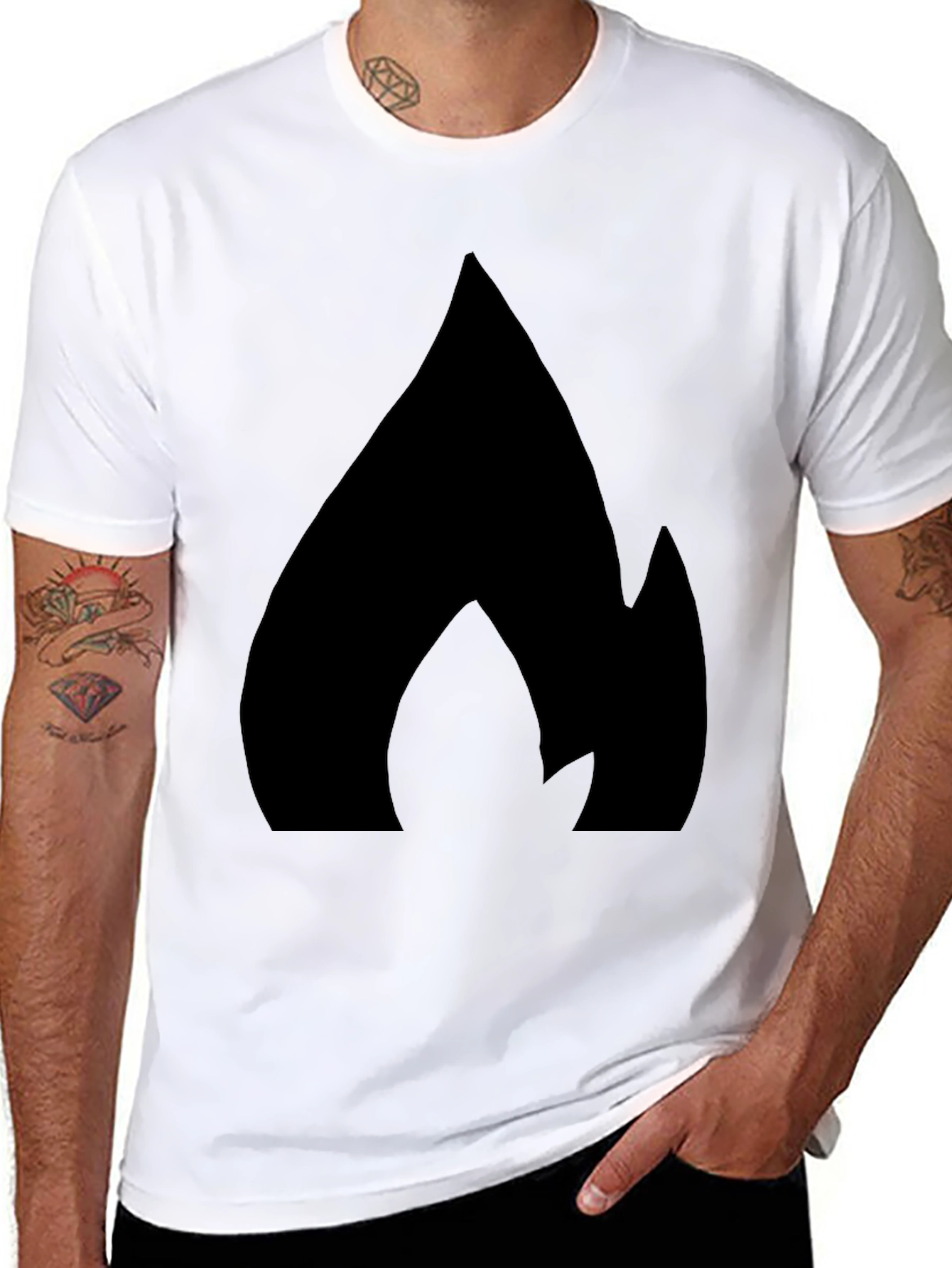 Bold Flame Graphic Black T-Shirt