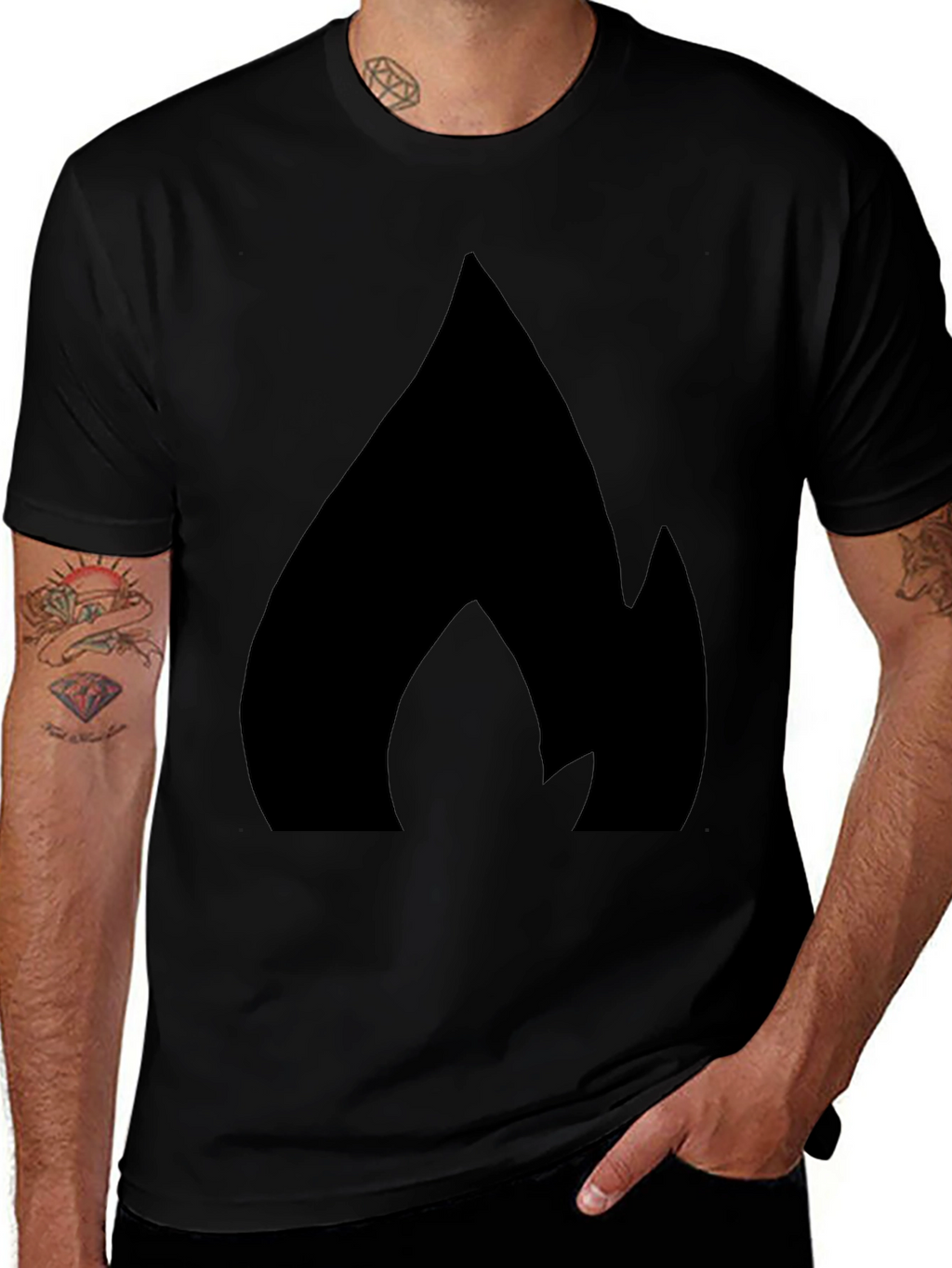 Bold Flame Graphic Black T-Shirt