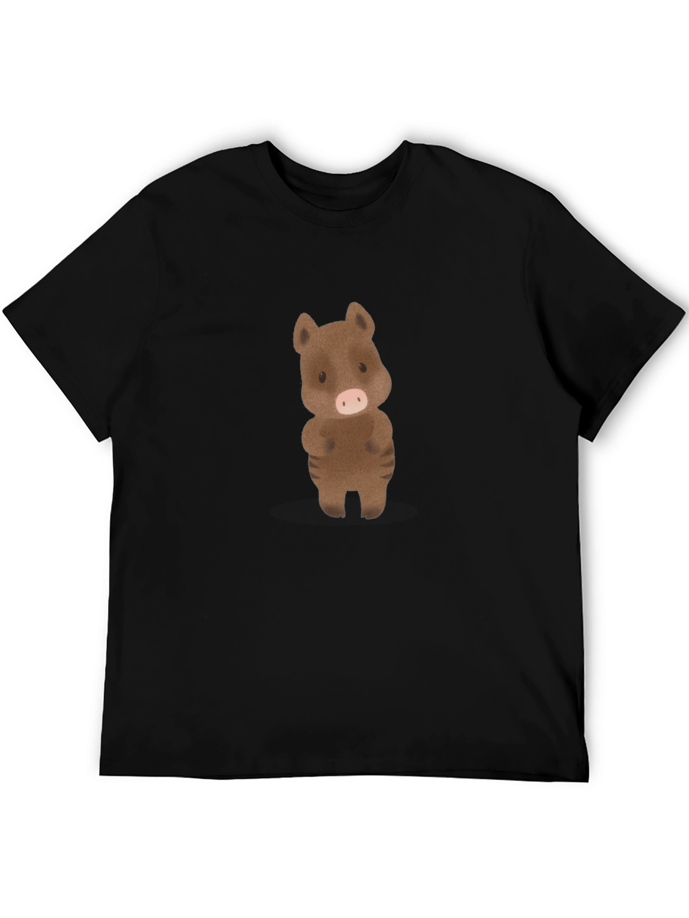 Cute Boar Graphic Tee - Black Cotton Shirt