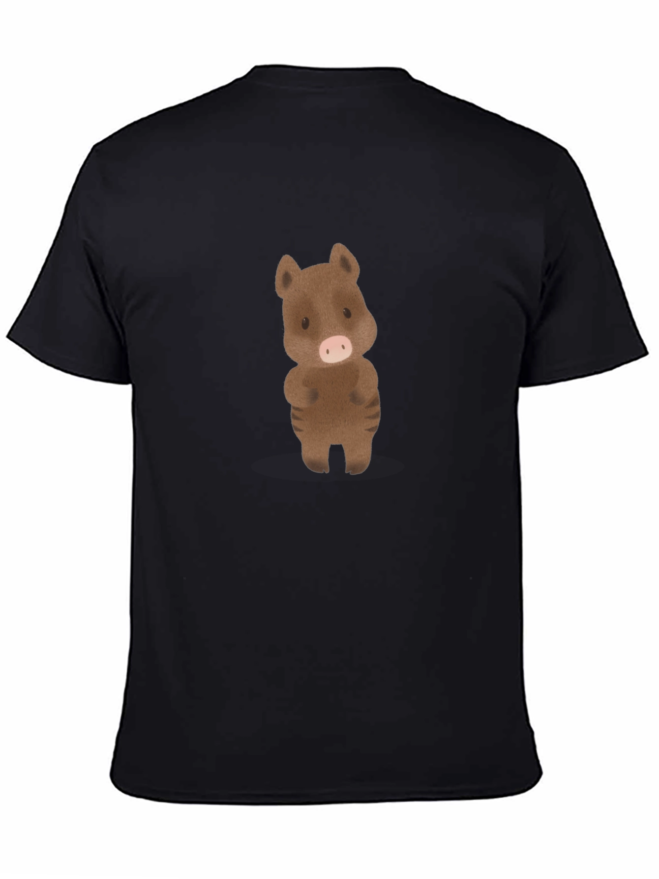 Cute Boar Graphic Tee - Black Cotton Shirt