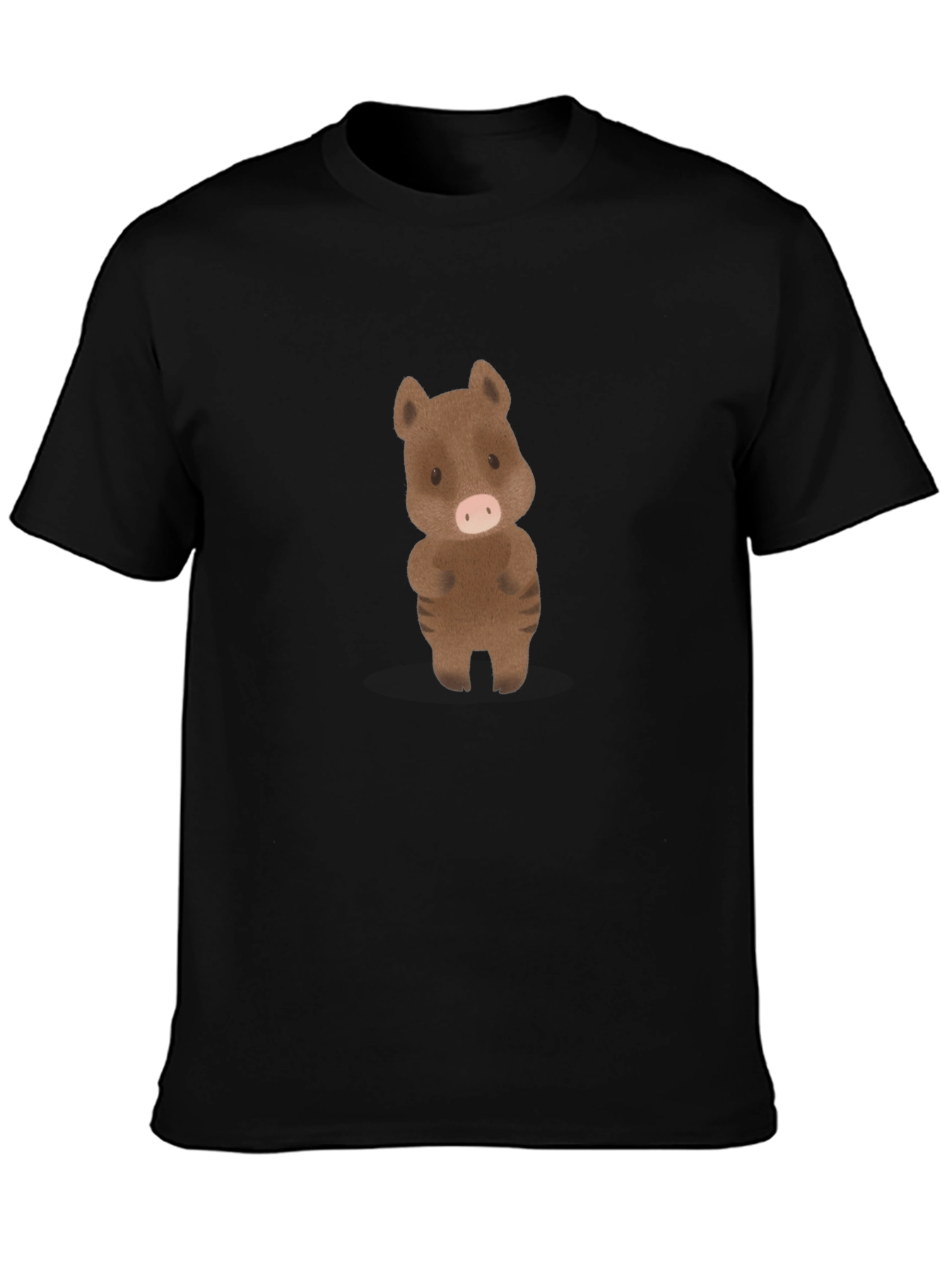 Cute Boar Graphic Tee - Black Cotton Shirt