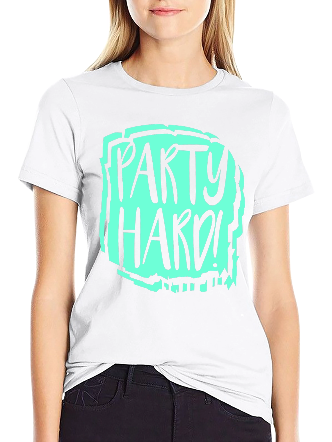 Party Hard Graphic T-Shirt - Black Crew Neck Tee