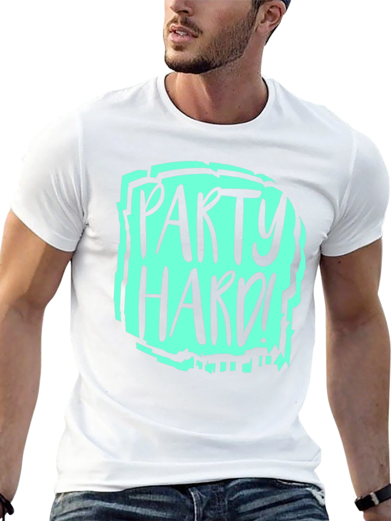 Party Hard Graphic T-Shirt - Black Crew Neck Tee