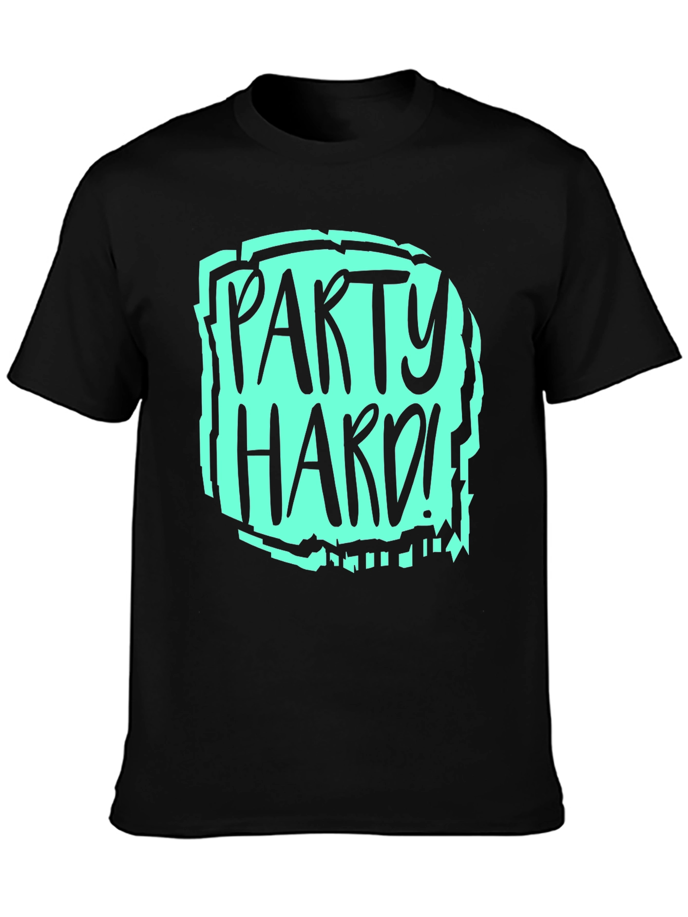 Party Hard Graphic T-Shirt - Black Crew Neck Tee