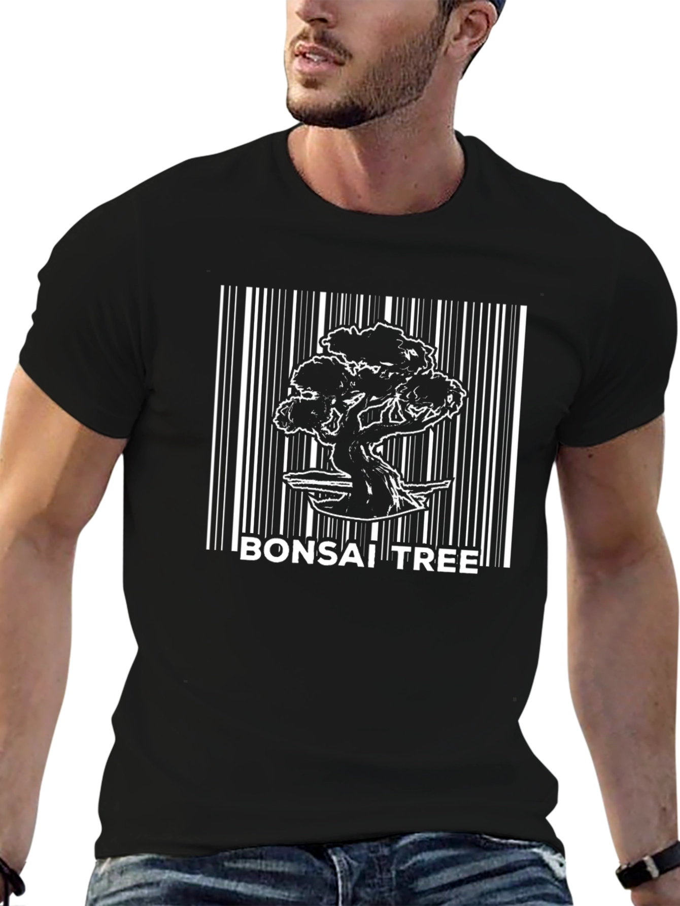 Bonsai Tree Barcode T-Shirt - Unique Graphic Tee
