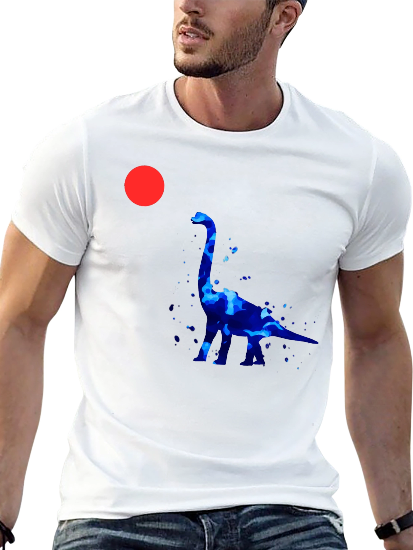 Dino Silhouette Graphic Tee - Black Cotton Casual Shirt