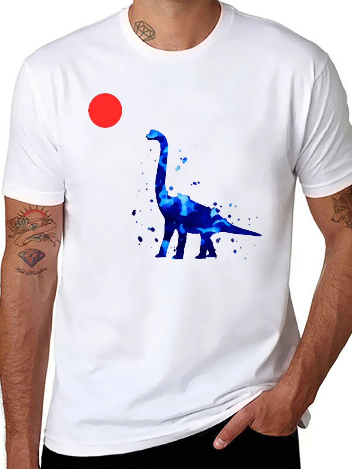 Dino Silhouette Graphic Tee - Black Cotton Casual Shirt