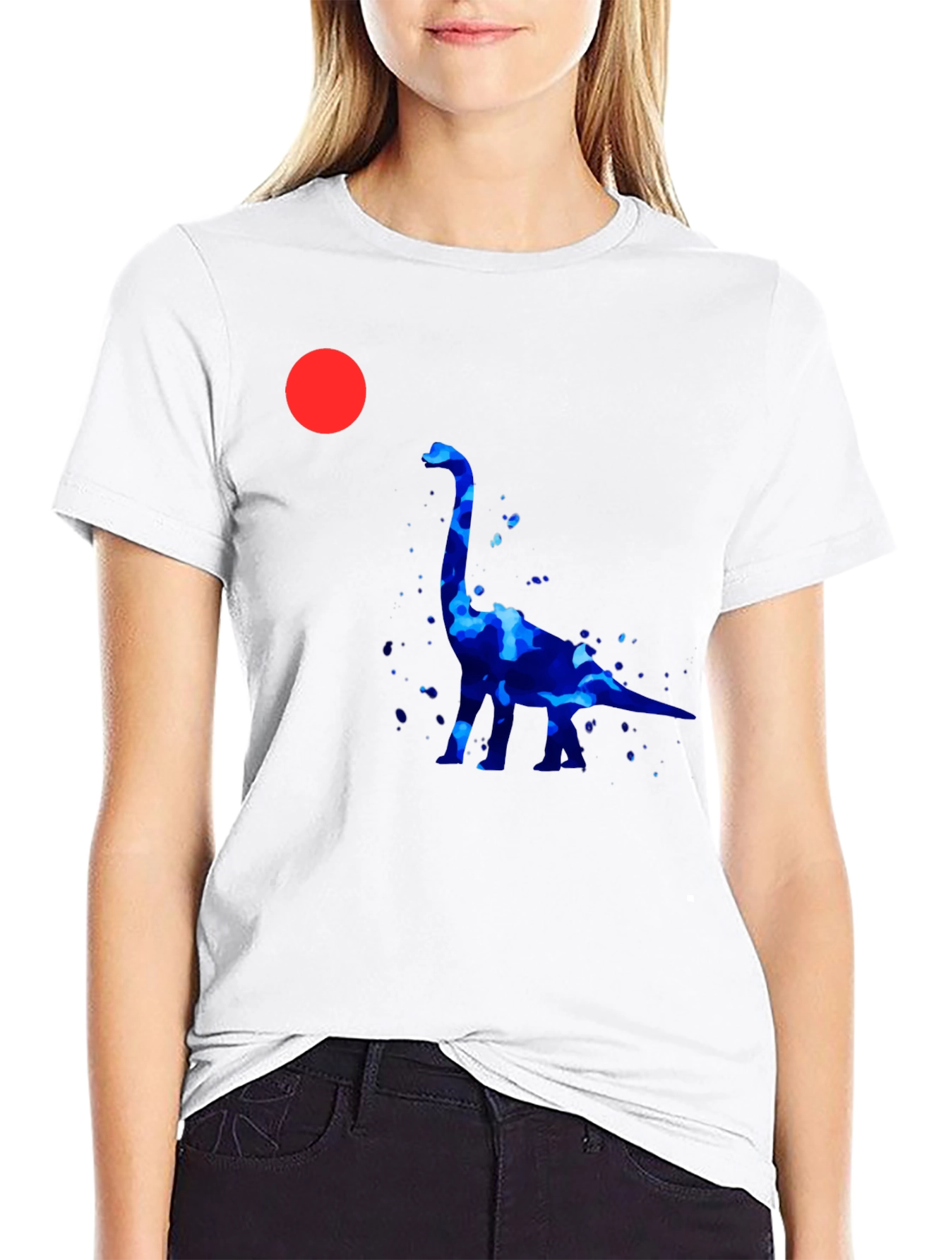 Dino Silhouette Graphic Tee - Black Cotton Casual Shirt