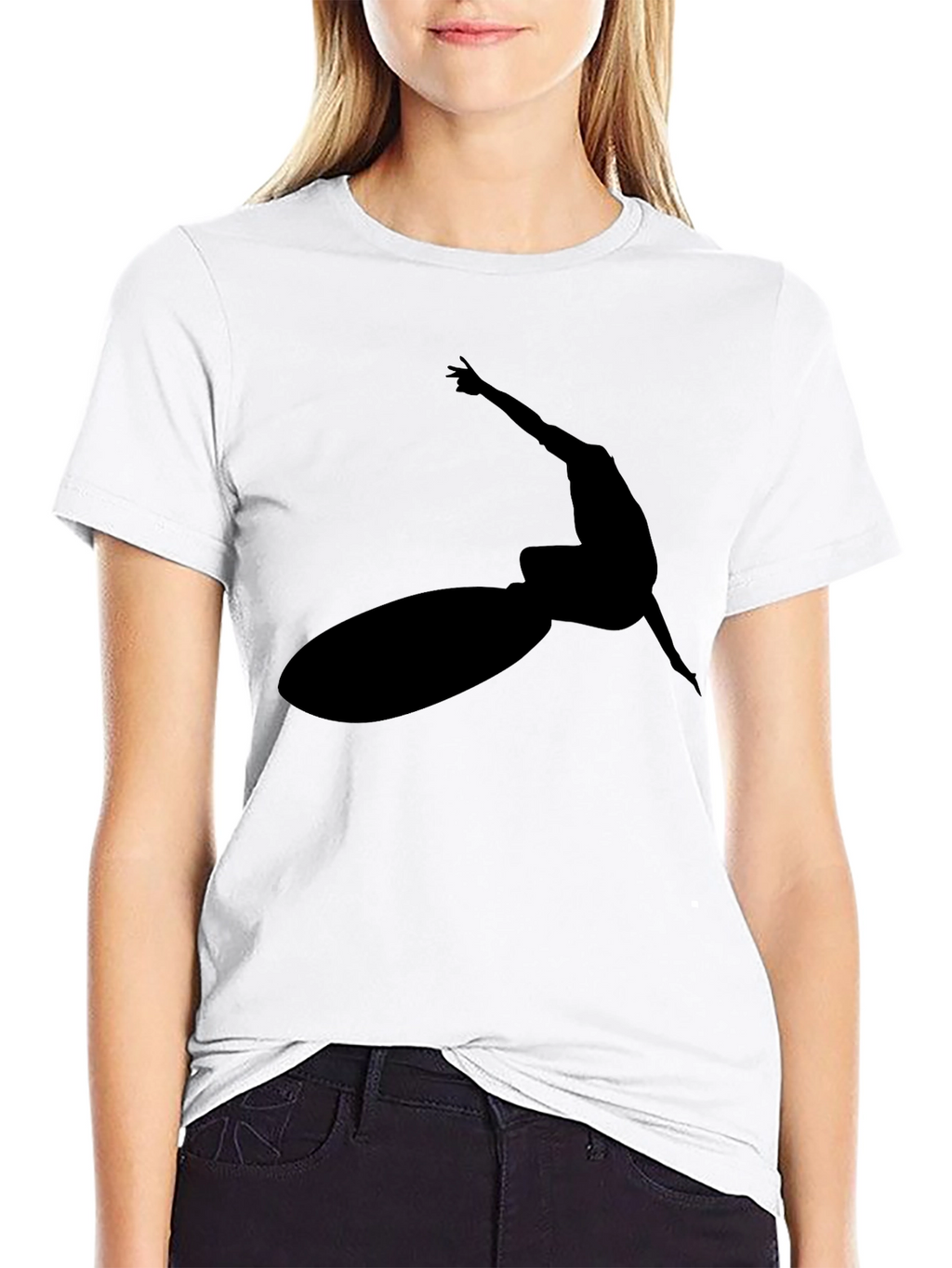 Black Surfer Silhouette Graphic Tee