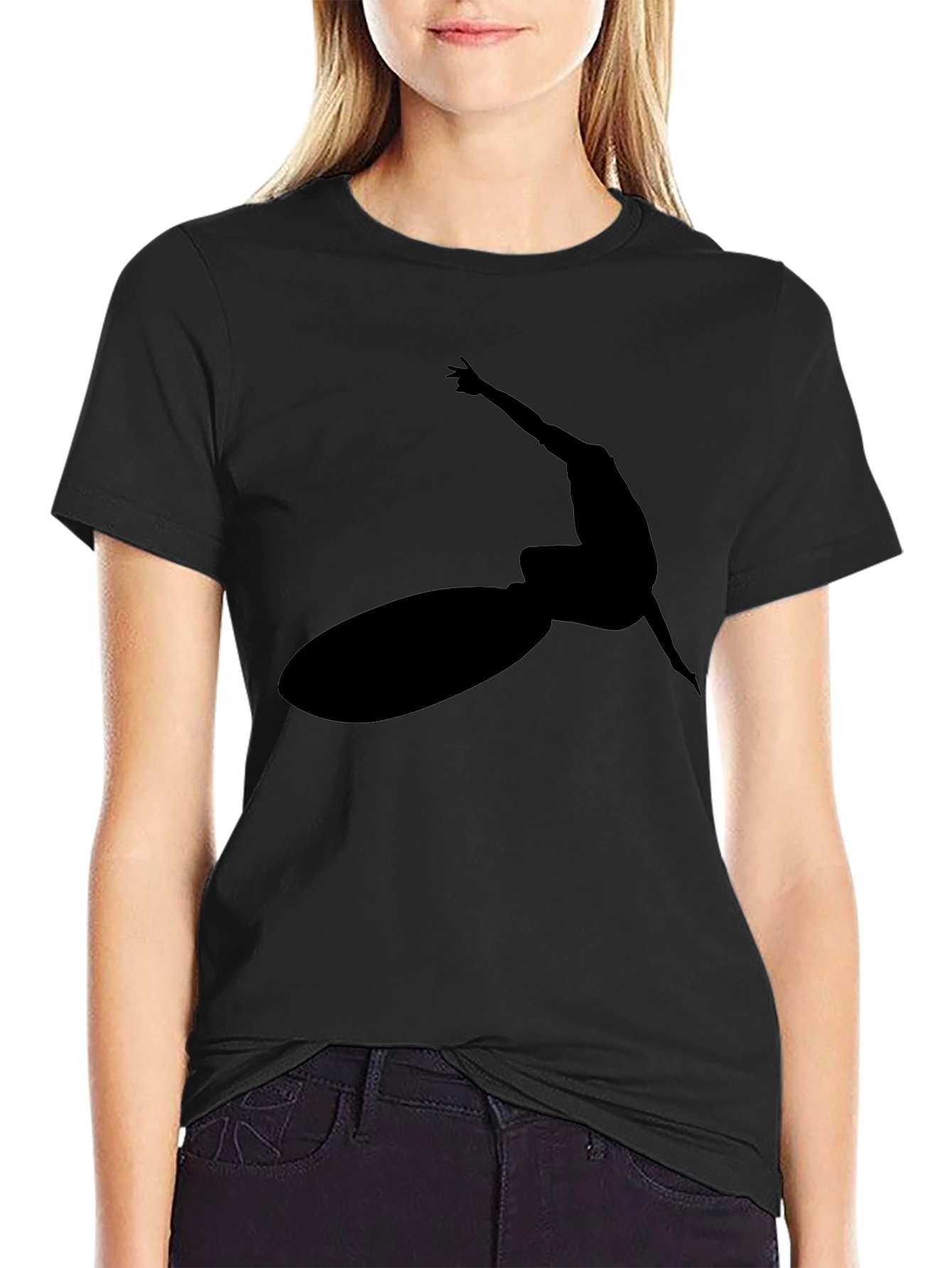 Black Surfer Silhouette Graphic Tee