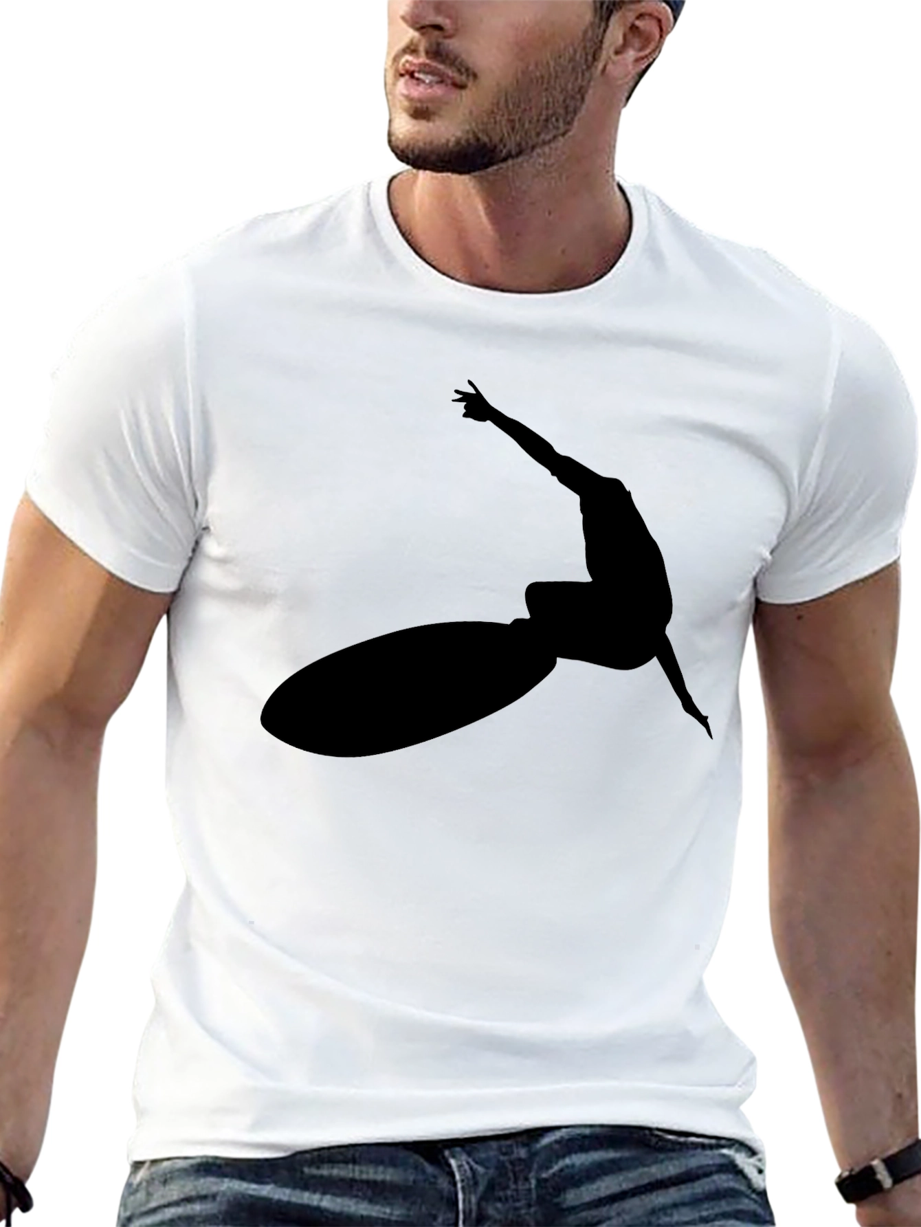 Black Surfer Silhouette Graphic Tee