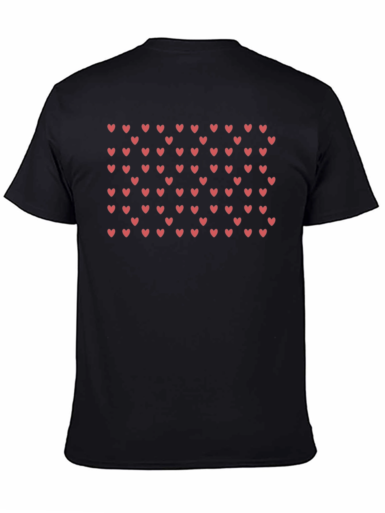 Heart Pattern Black T-Shirt