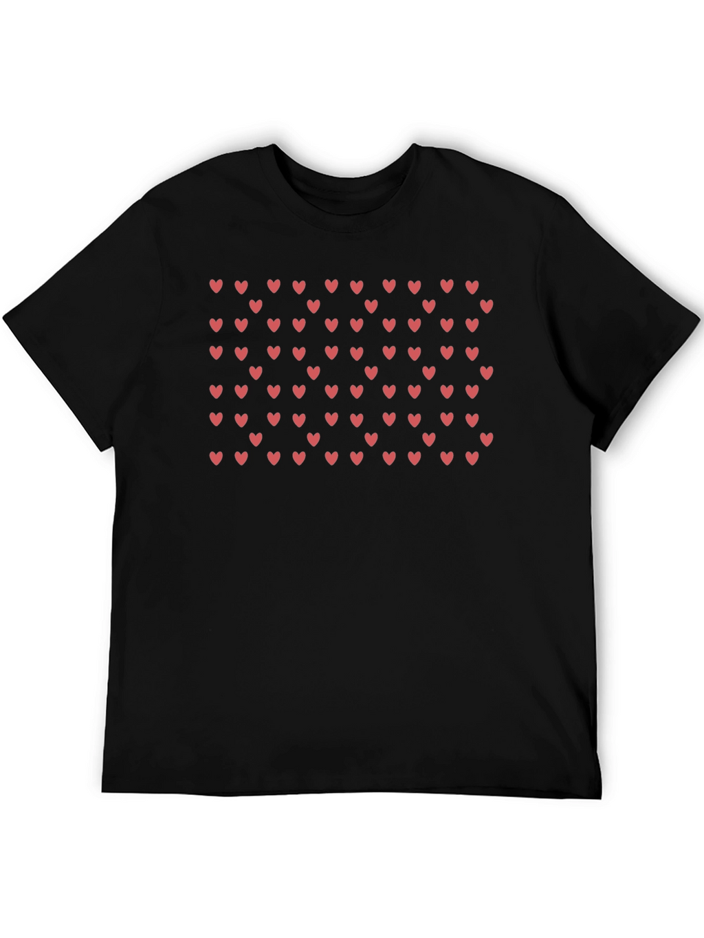 Heart Pattern Black T-Shirt