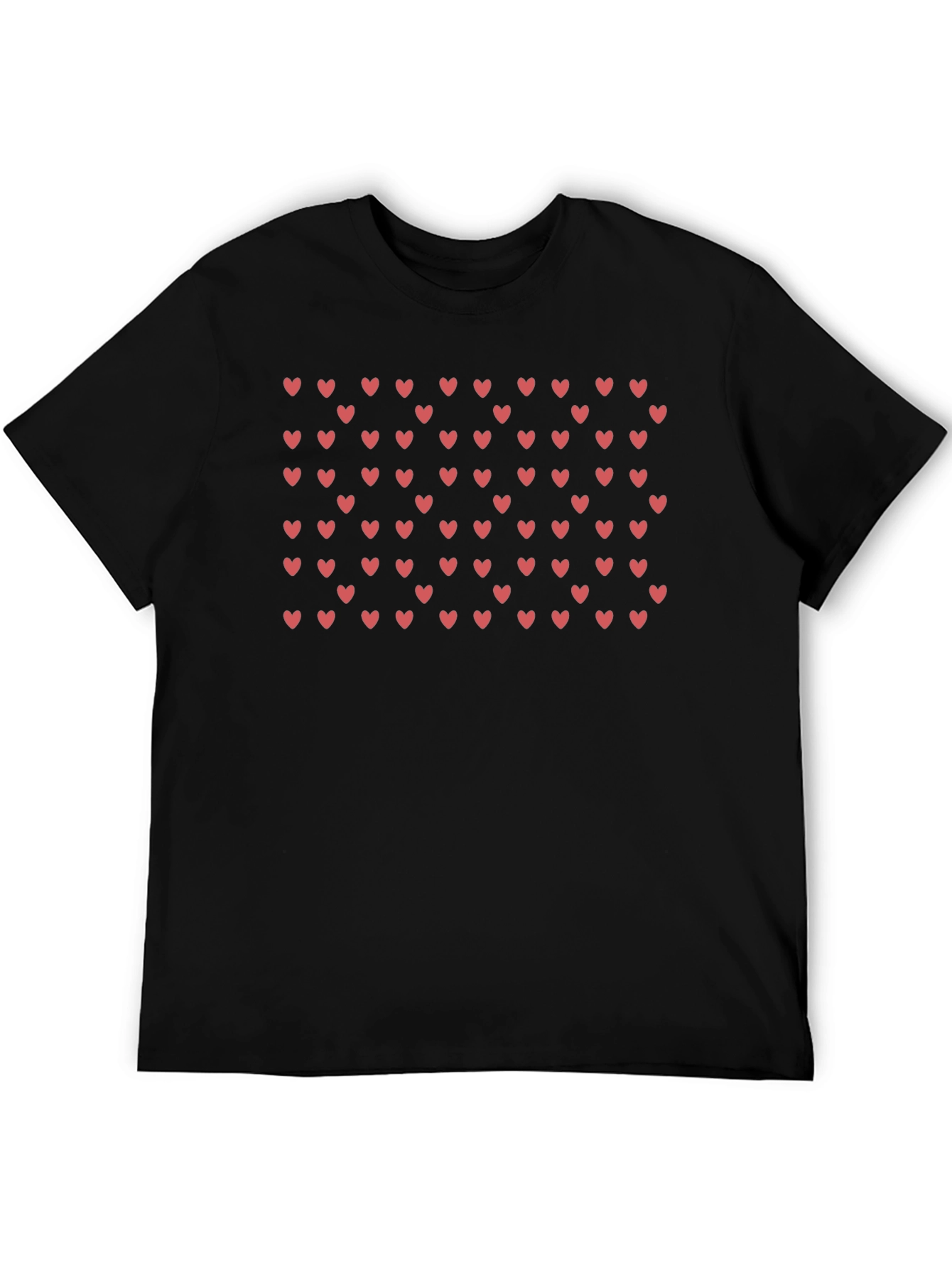 Heart Pattern Black T-Shirt