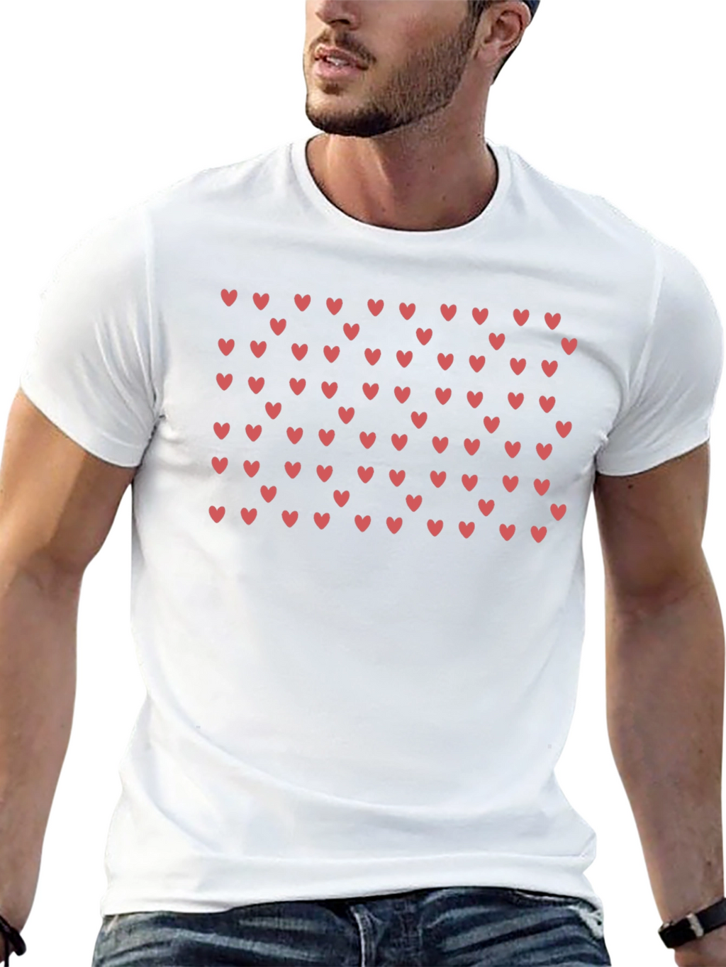 Heart Pattern Black T-Shirt