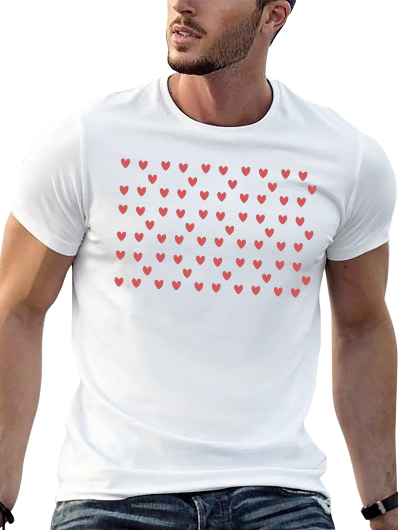 Heart Pattern Black T-Shirt