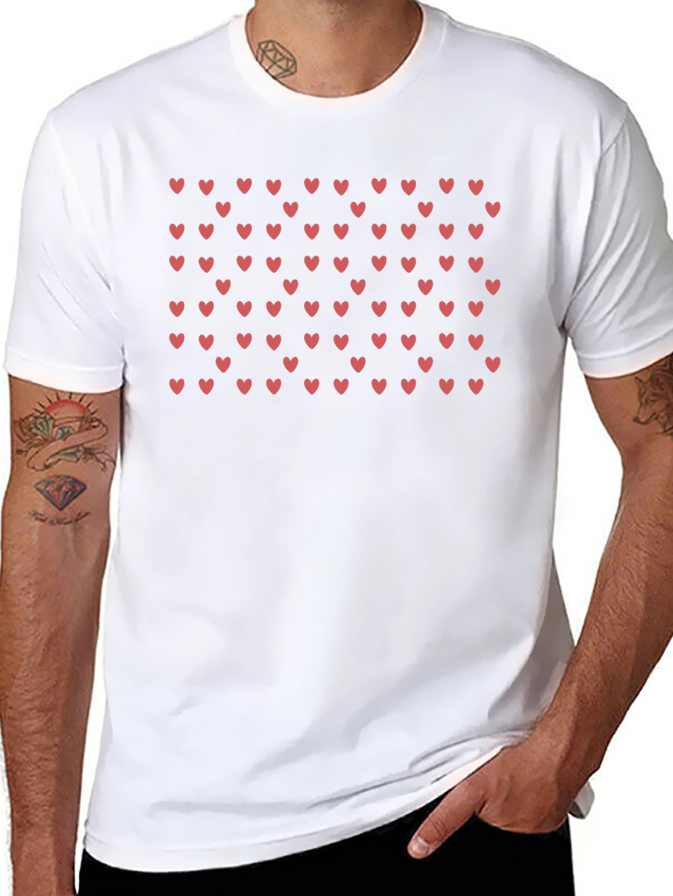 Heart Pattern Black T-Shirt
