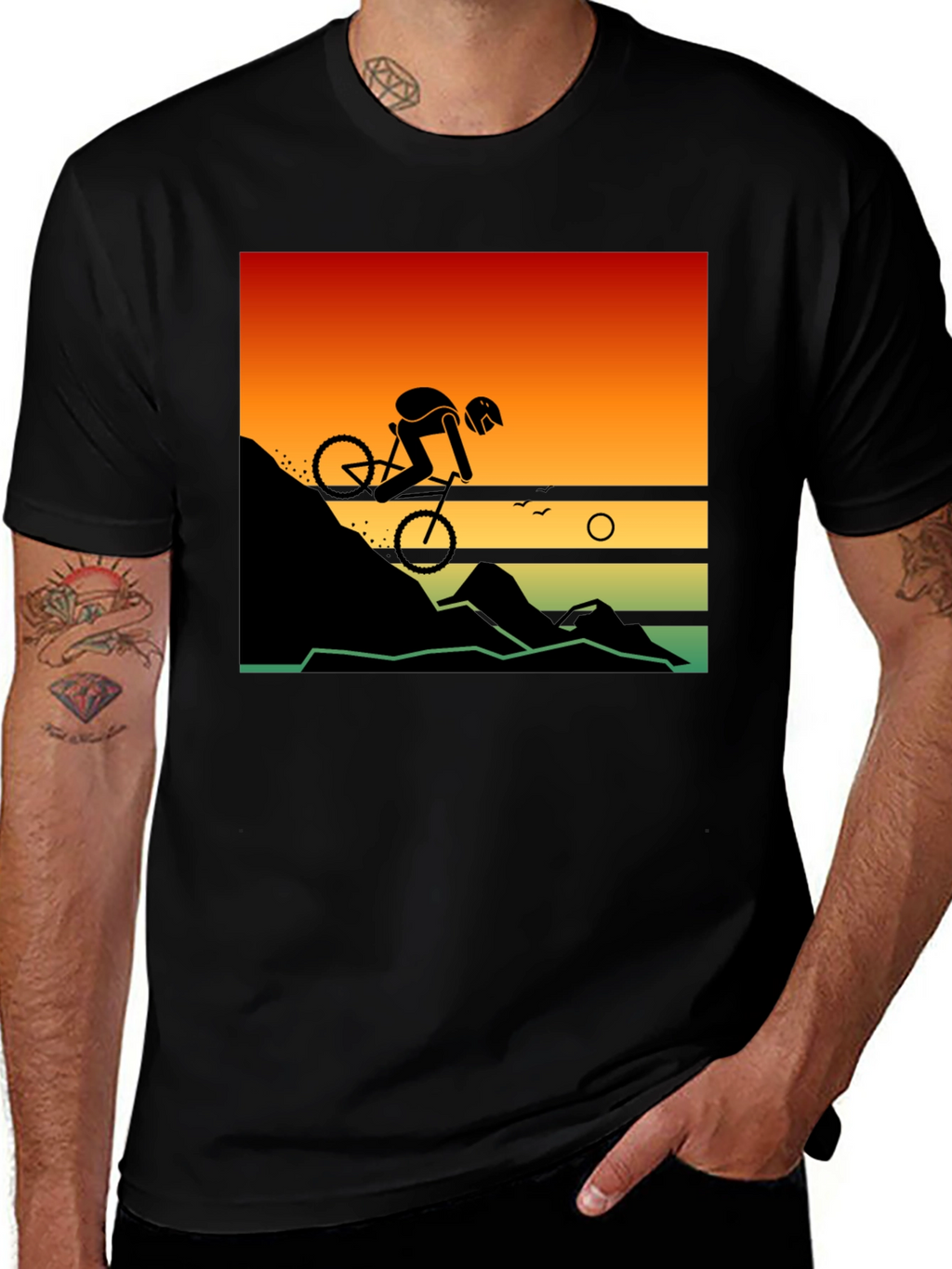 Mountain Biker Sunset Graphic Tee