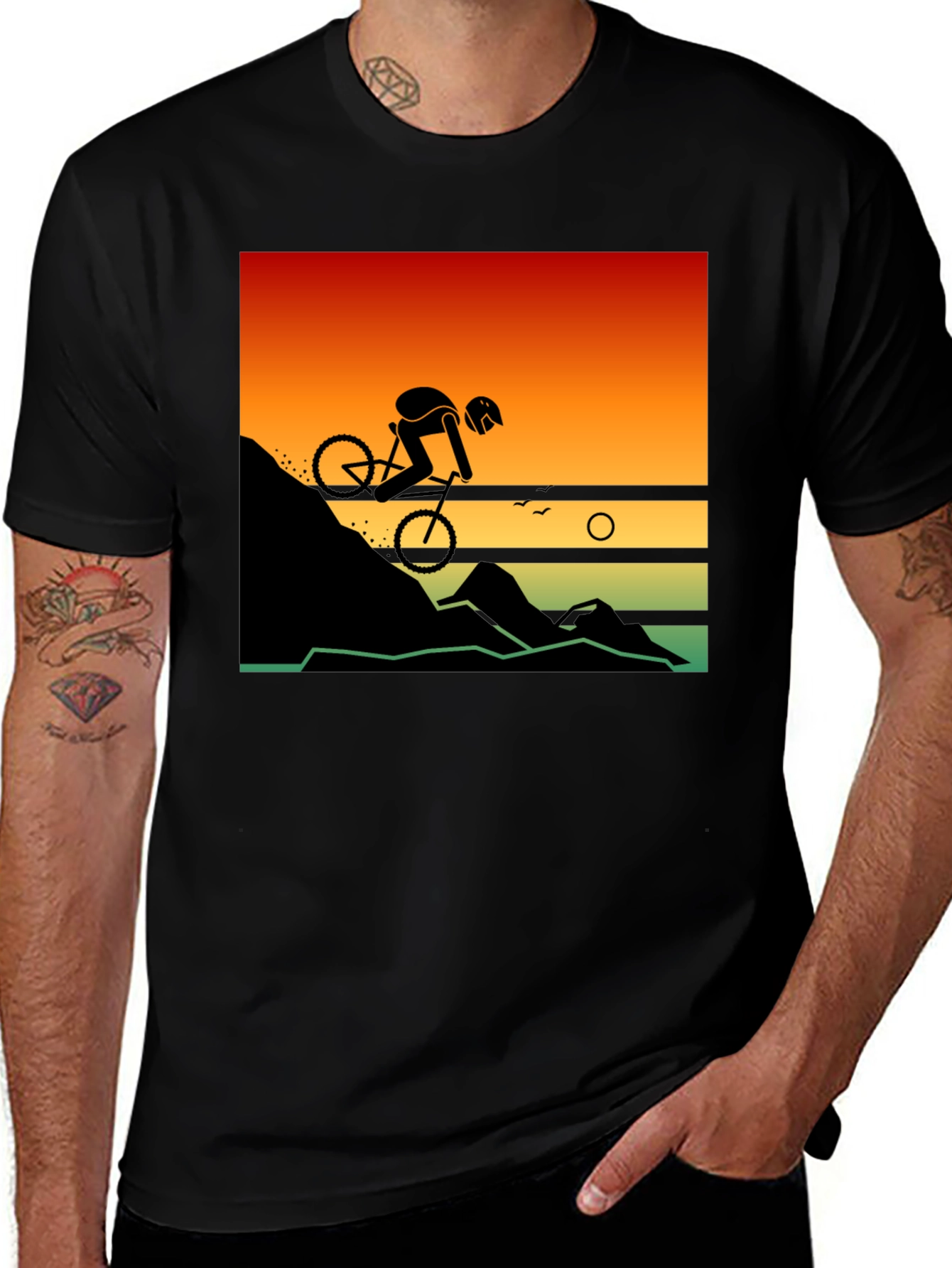 Mountain Biker Sunset Graphic Tee