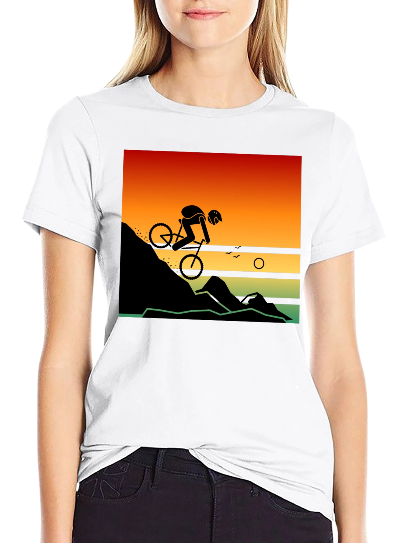 Mountain Biker Sunset Graphic Tee