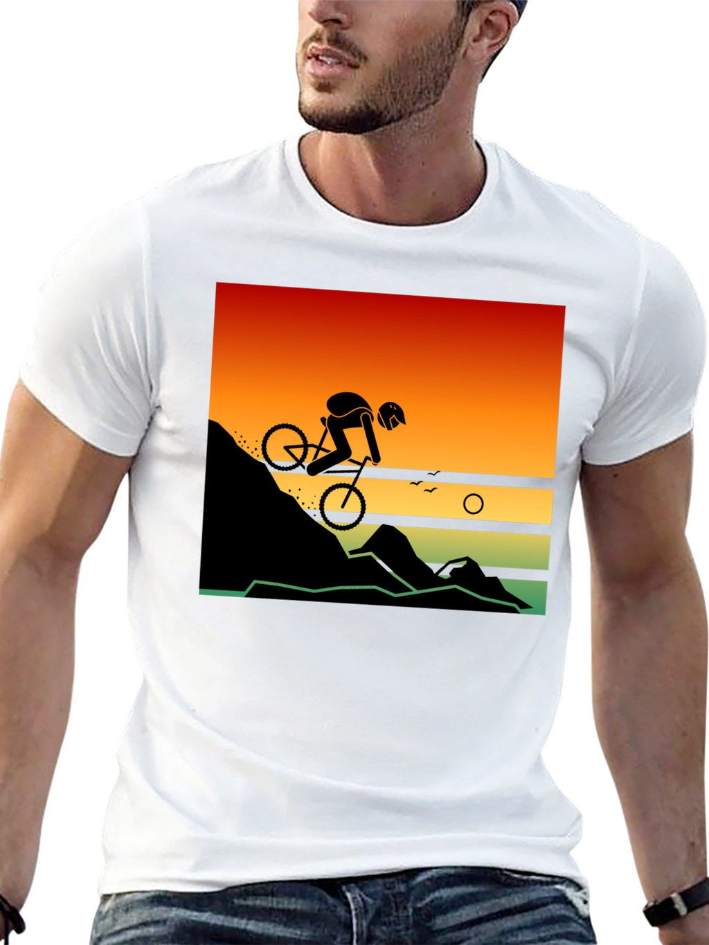 Mountain Biker Sunset Graphic Tee