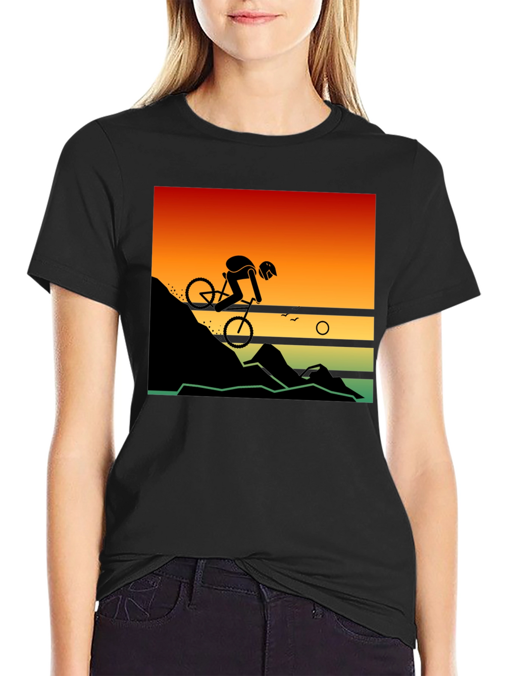 Mountain Biker Sunset Graphic Tee