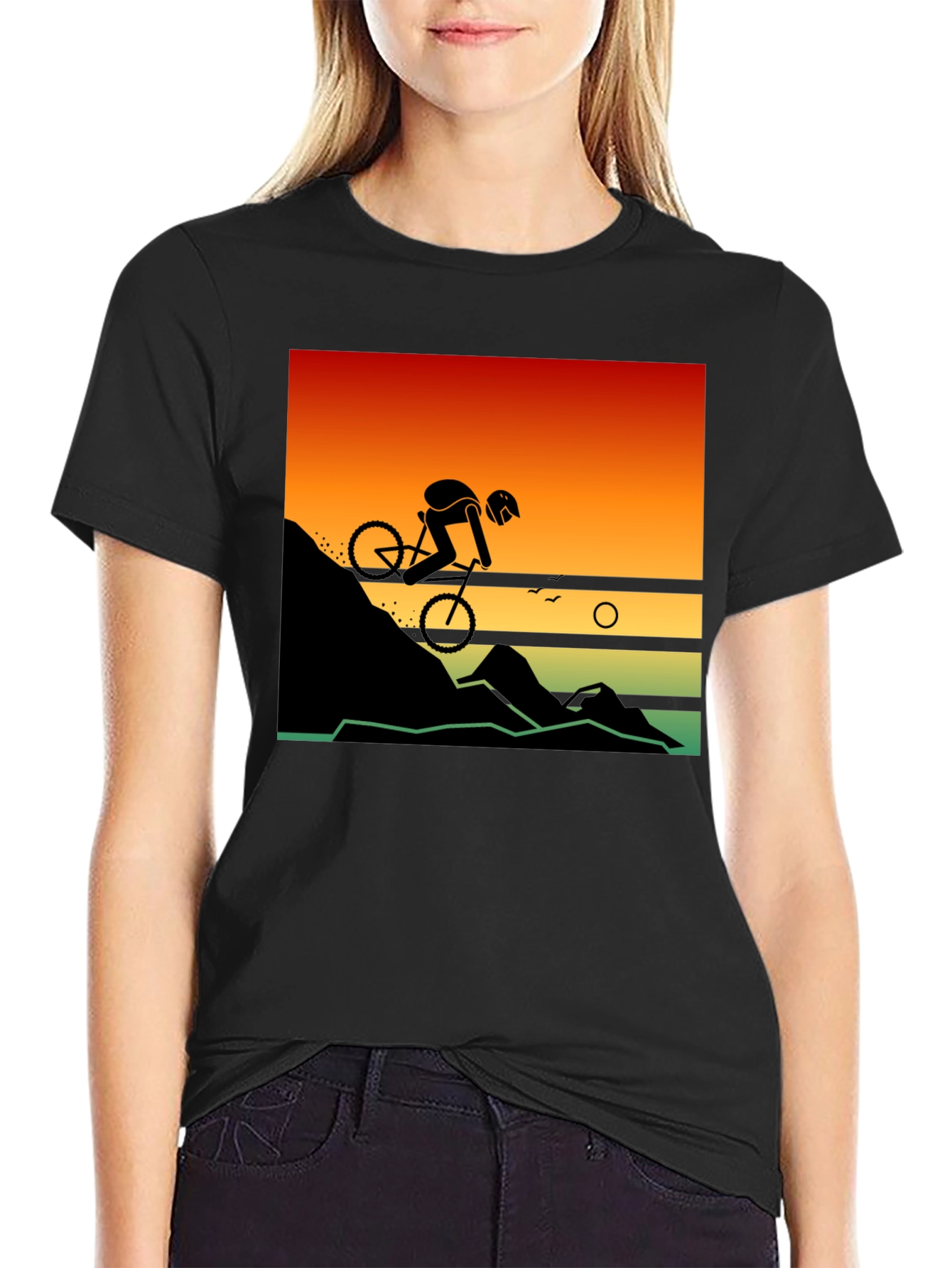 Mountain Biker Sunset Graphic Tee