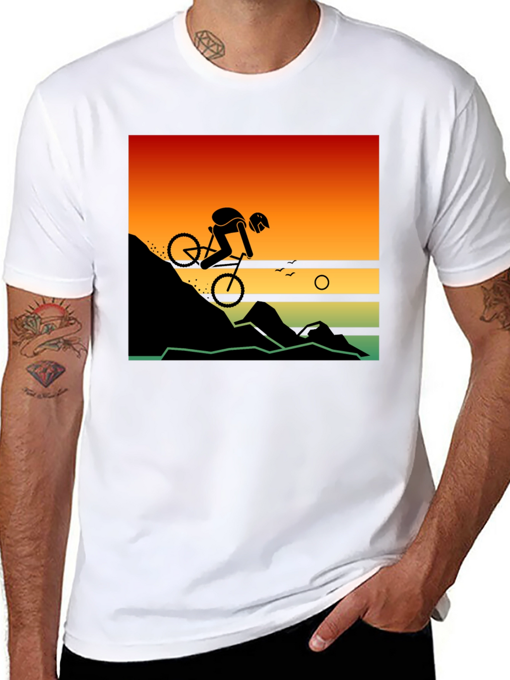 Mountain Biker Sunset Graphic Tee