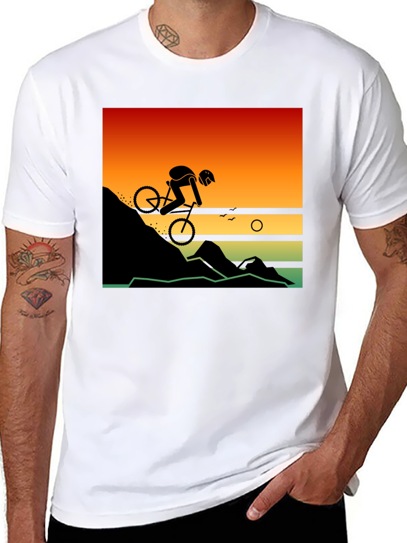 Mountain Biker Sunset Graphic Tee