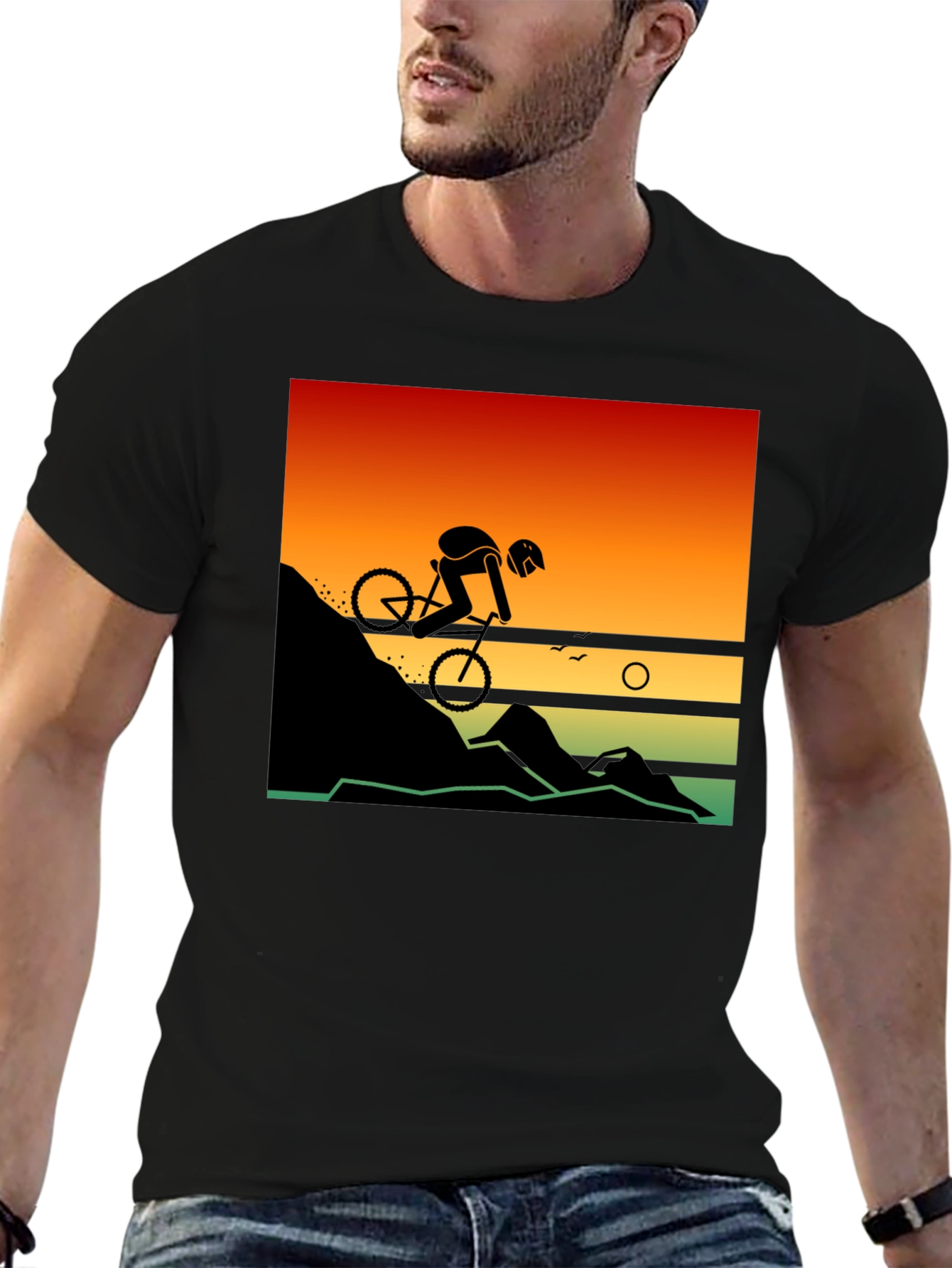 Mountain Biker Sunset Graphic Tee