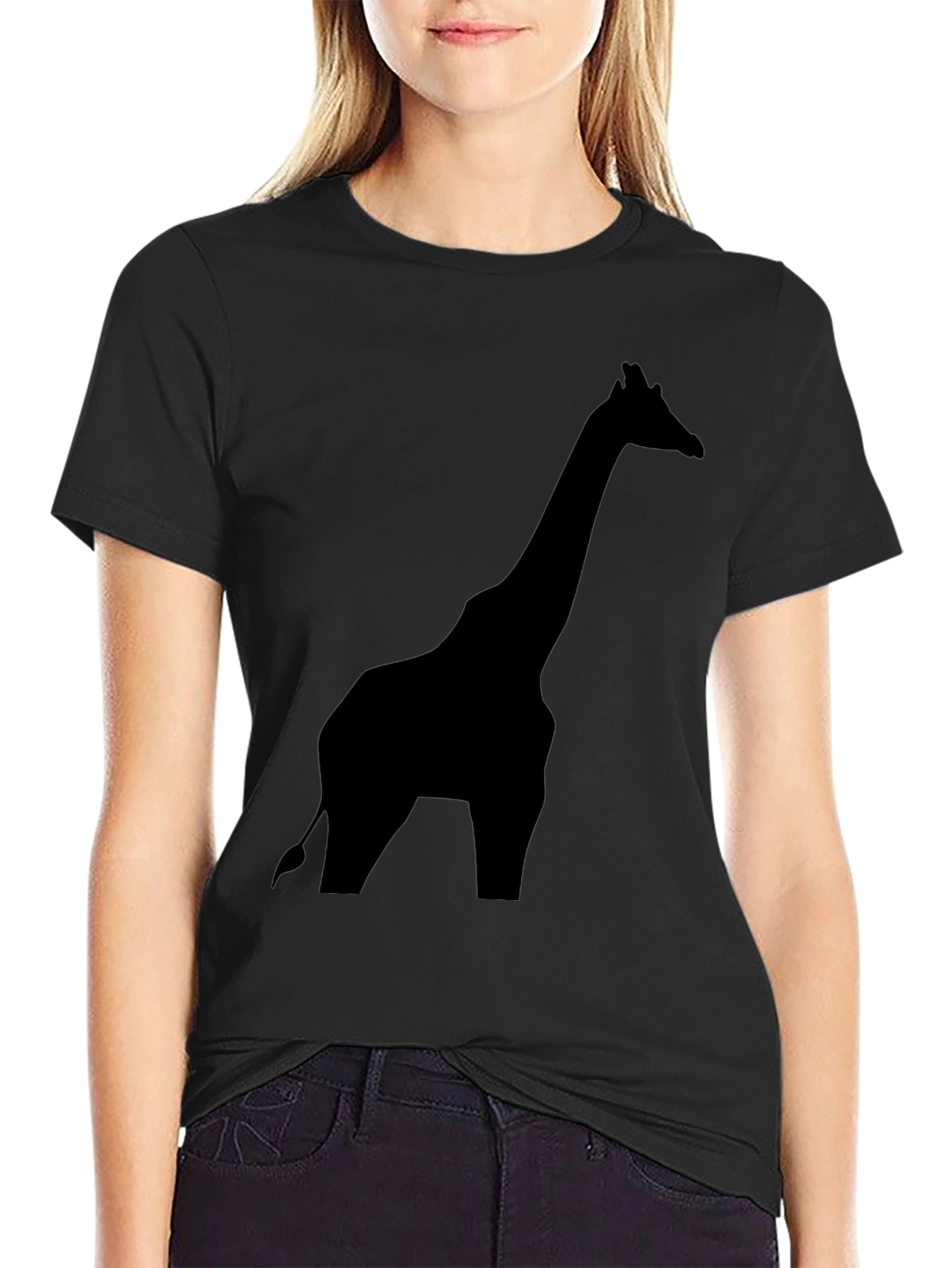 Giraffe Silhouette Graphic Tee - Stylish Black Shirt