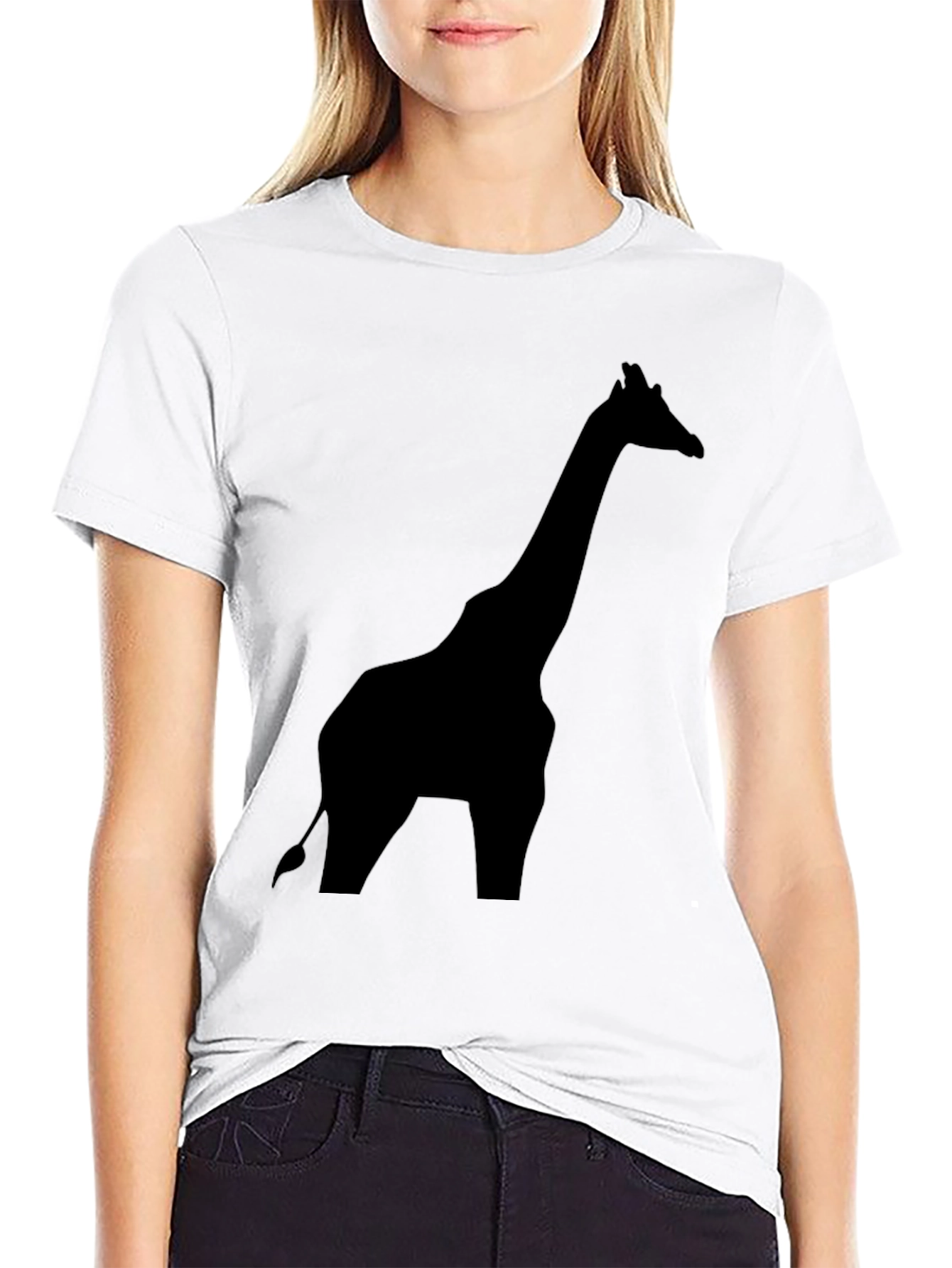 Giraffe Silhouette Graphic Tee - Stylish Black Shirt