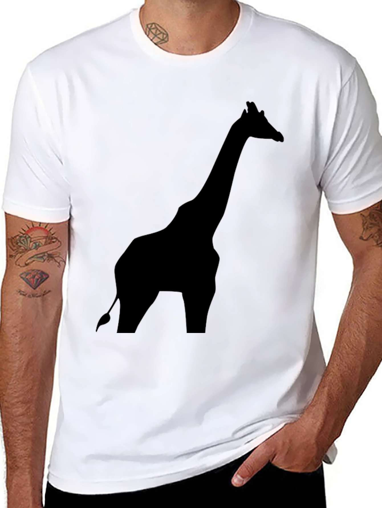Giraffe Silhouette Graphic Tee - Stylish Black Shirt