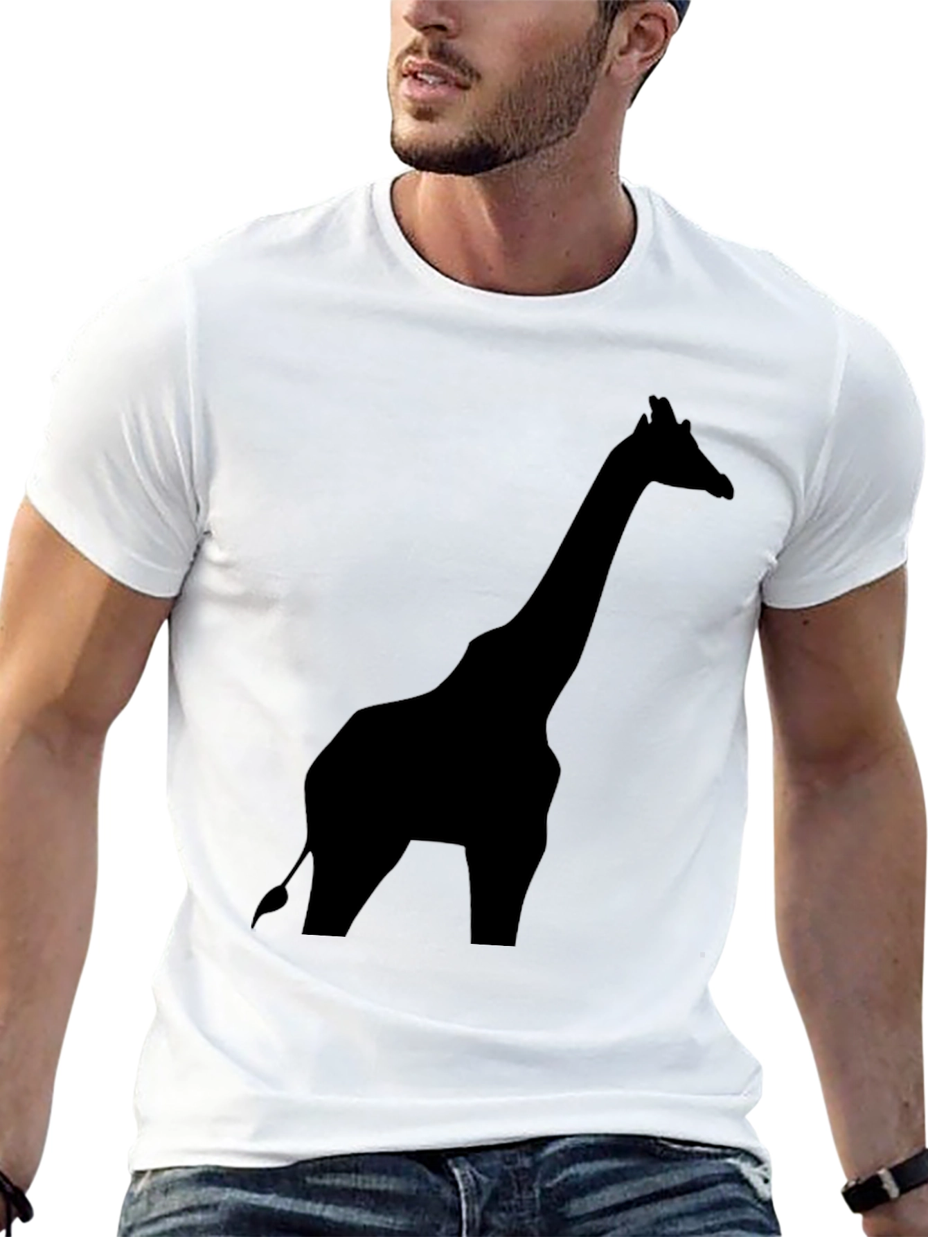 Giraffe Silhouette Graphic Tee - Stylish Black Shirt