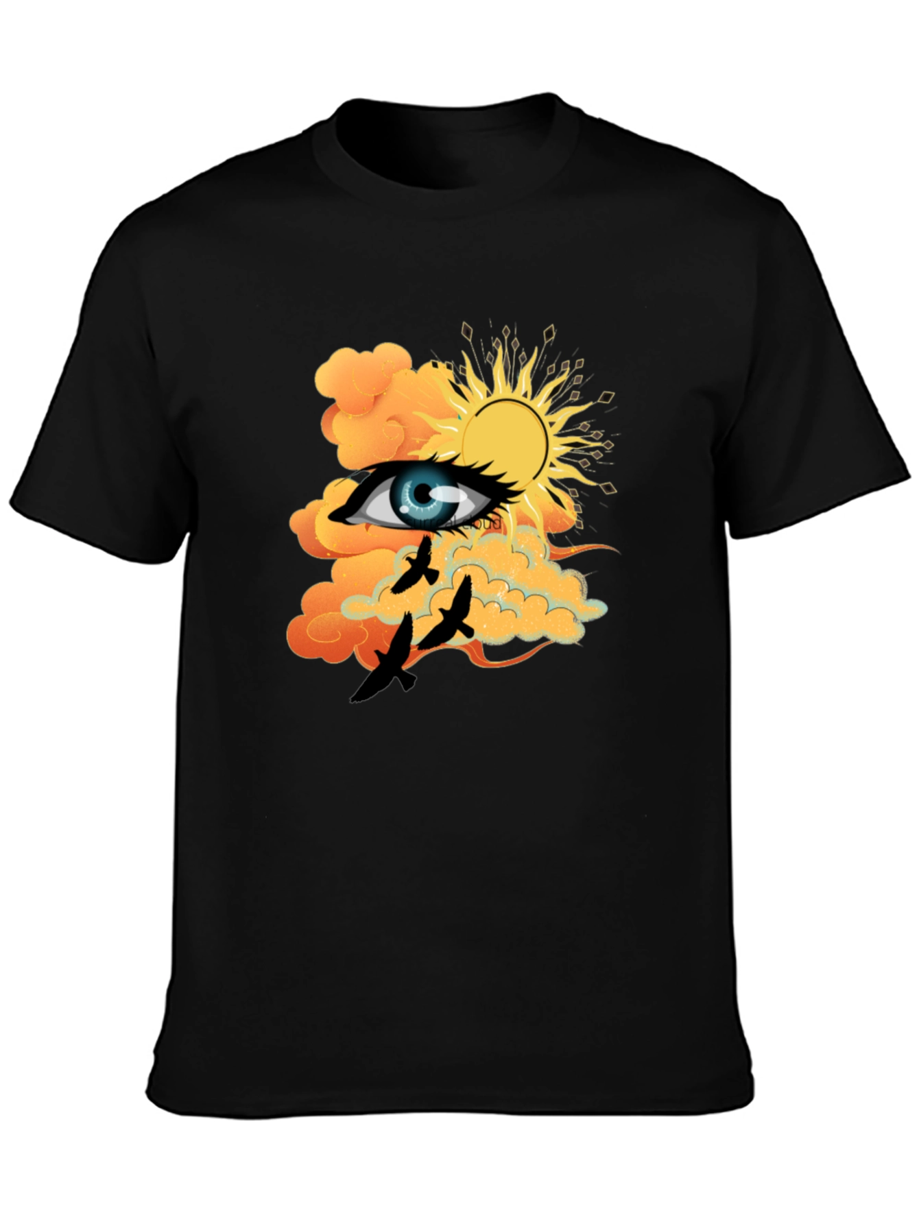 Eye & Sun Graphic Tee - Black Cotton Blend