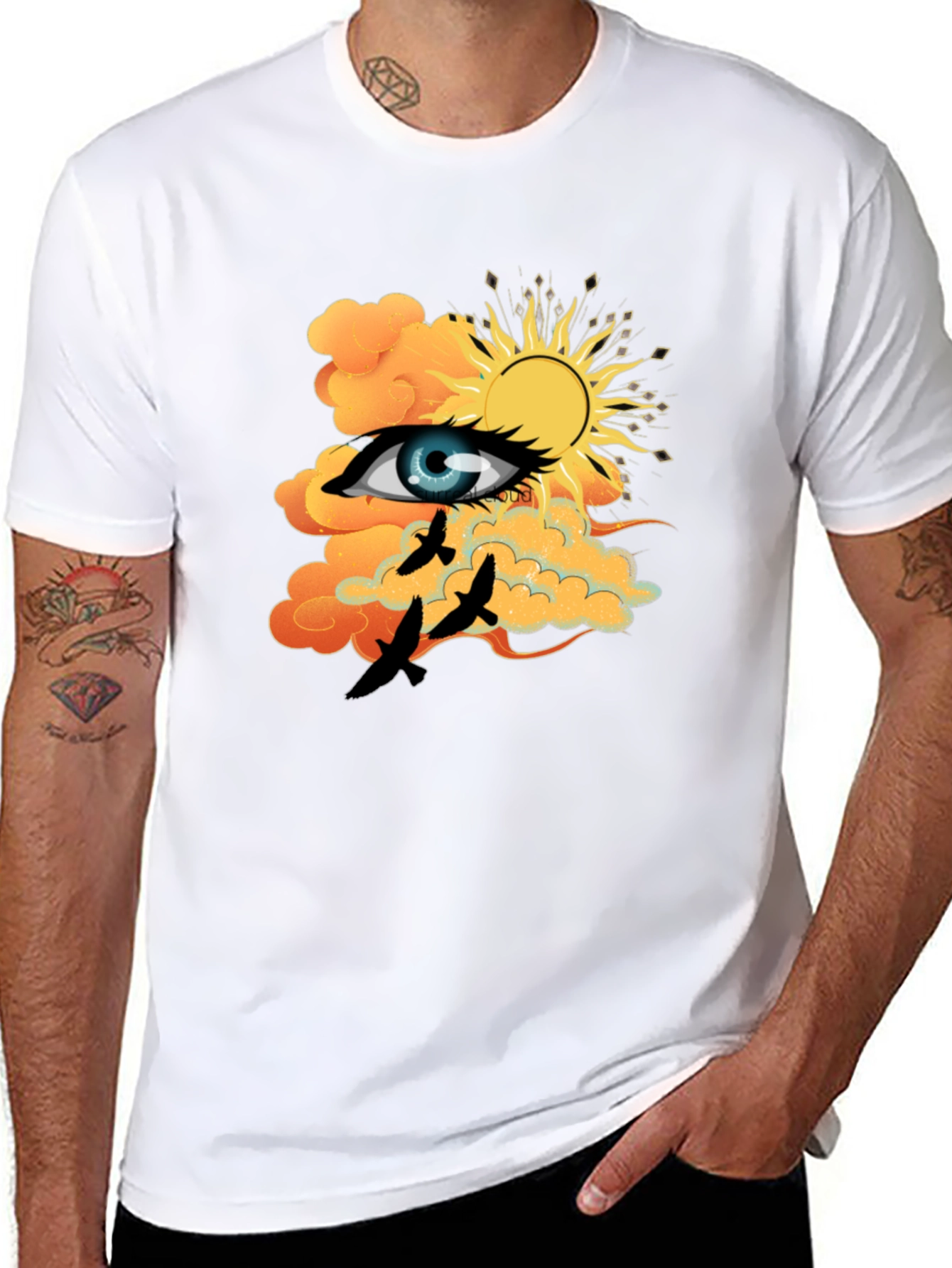 Eye & Sun Graphic Tee - Black Cotton Blend