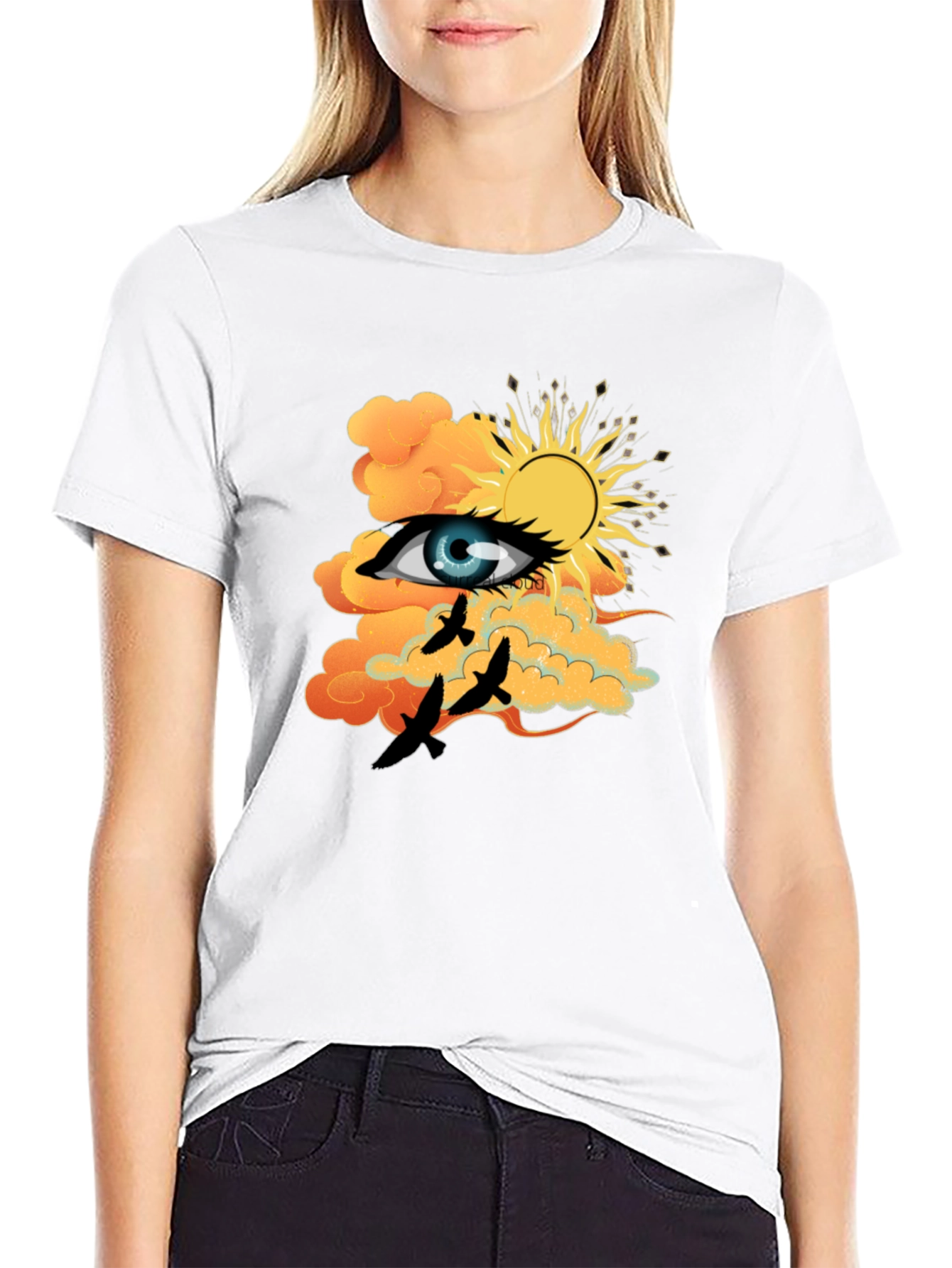 Eye & Sun Graphic Tee - Black Cotton Blend