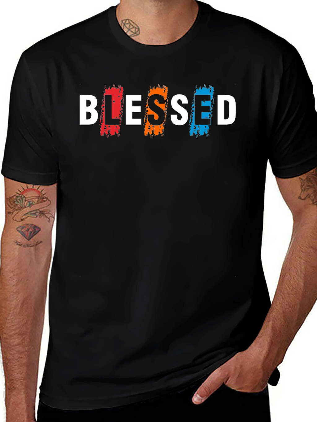 Blessed Graphic Print Black T-Shirt