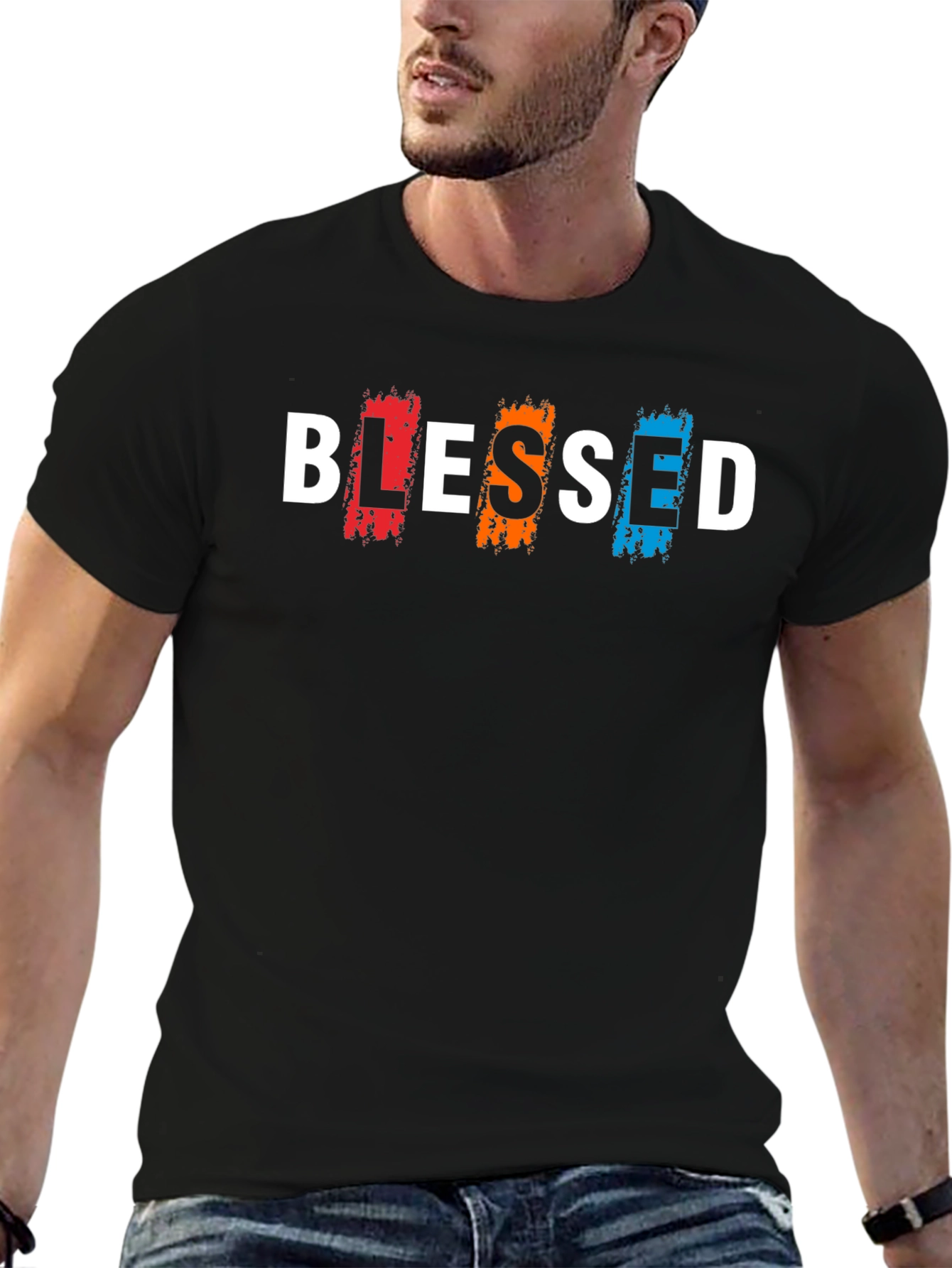 Blessed Graphic Print Black T-Shirt