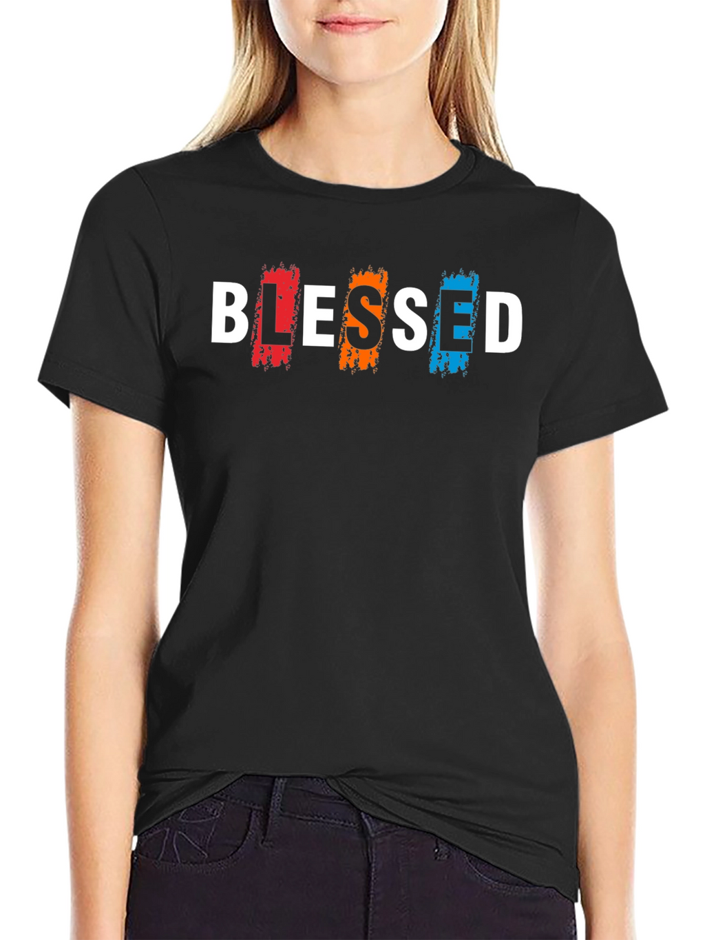 Blessed Graphic Print Black T-Shirt