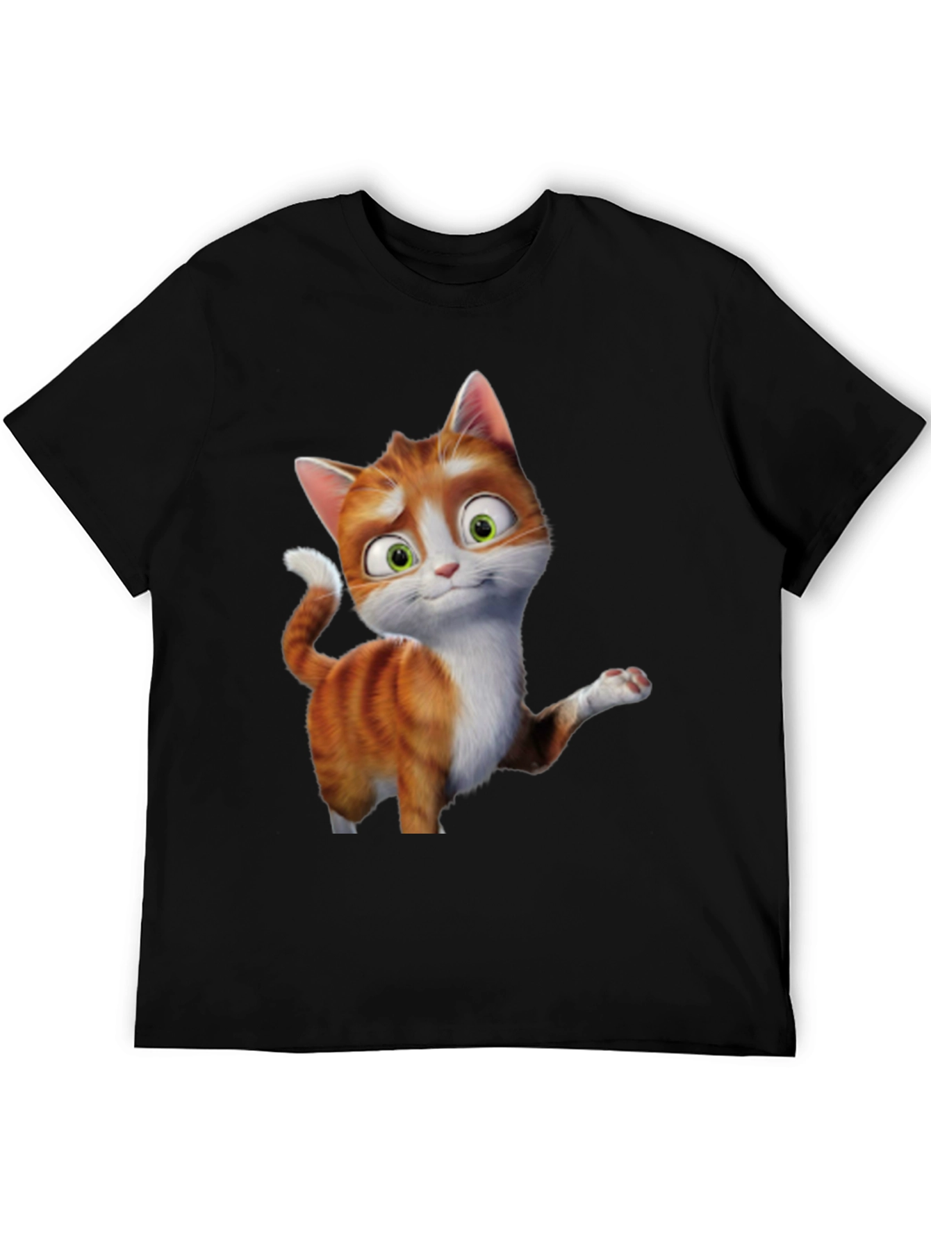 Cartoon Cat Graphic Tee - Black Unisex T-Shirt