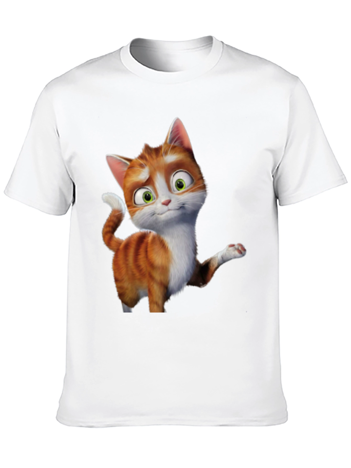 Cartoon Cat Graphic Tee - Black Unisex T-Shirt
