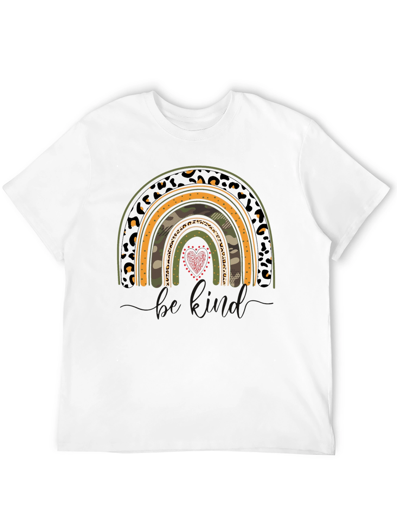 Camo Rainbow Heart Graphic Tee