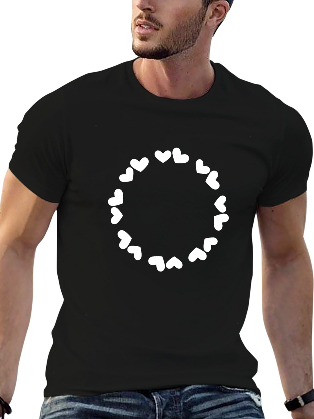 Heart Circle Graphic Tee - Black