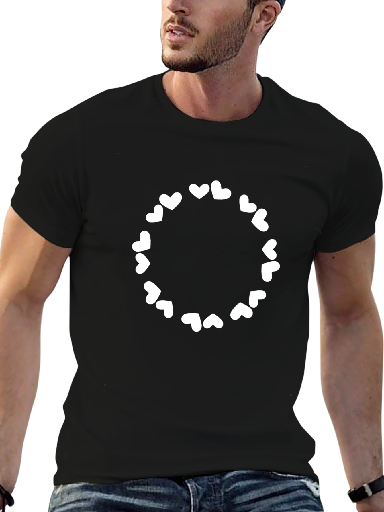 Heart Circle Graphic Tee - Black