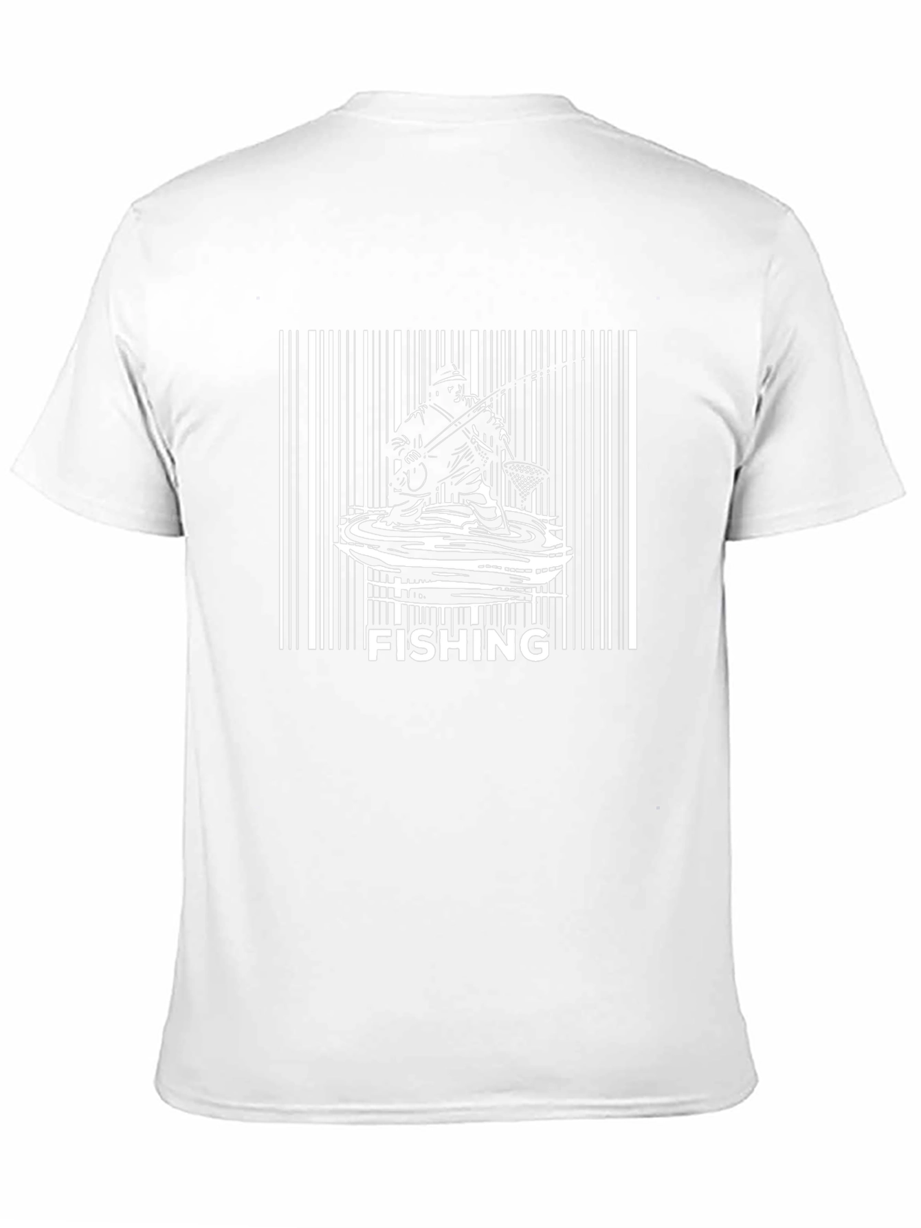 Fishing Barcode Graphic Tee - Black Casual T-Shirt