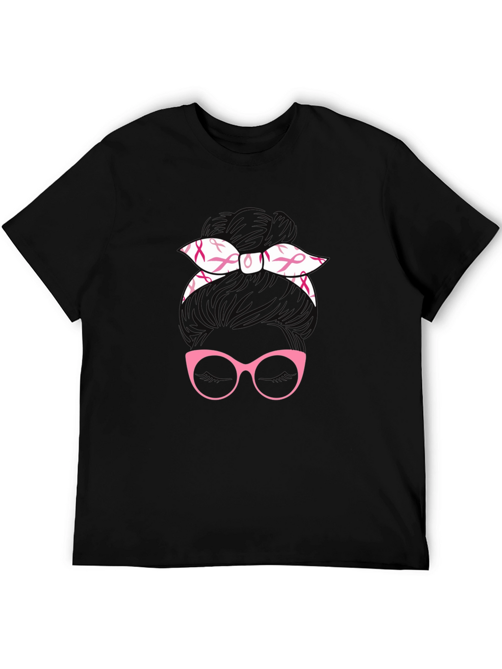 Breast Cancer Awareness Messy Bun T-Shirt