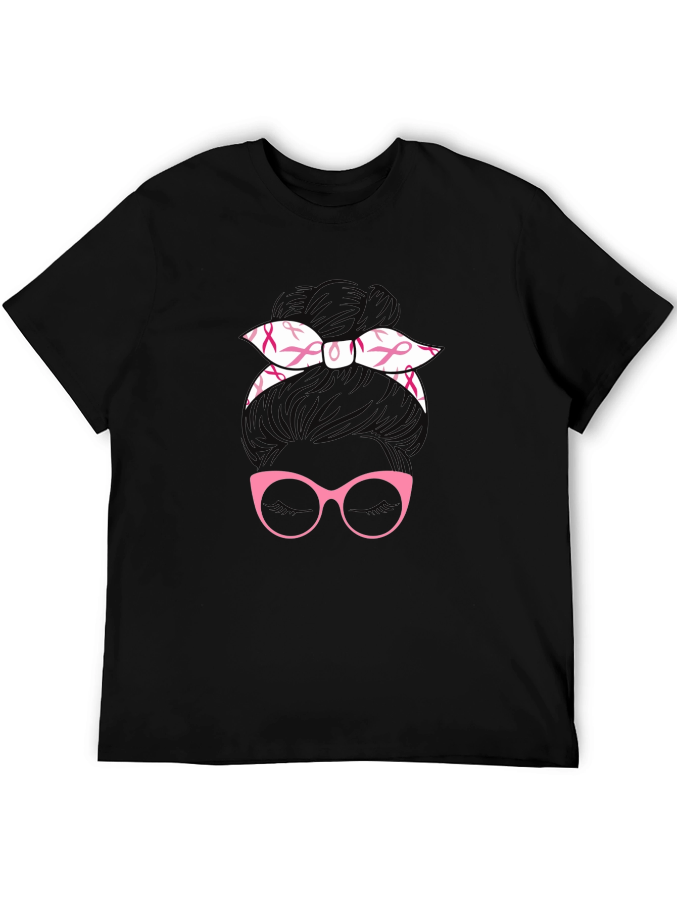 Breast Cancer Awareness Messy Bun T-Shirt
